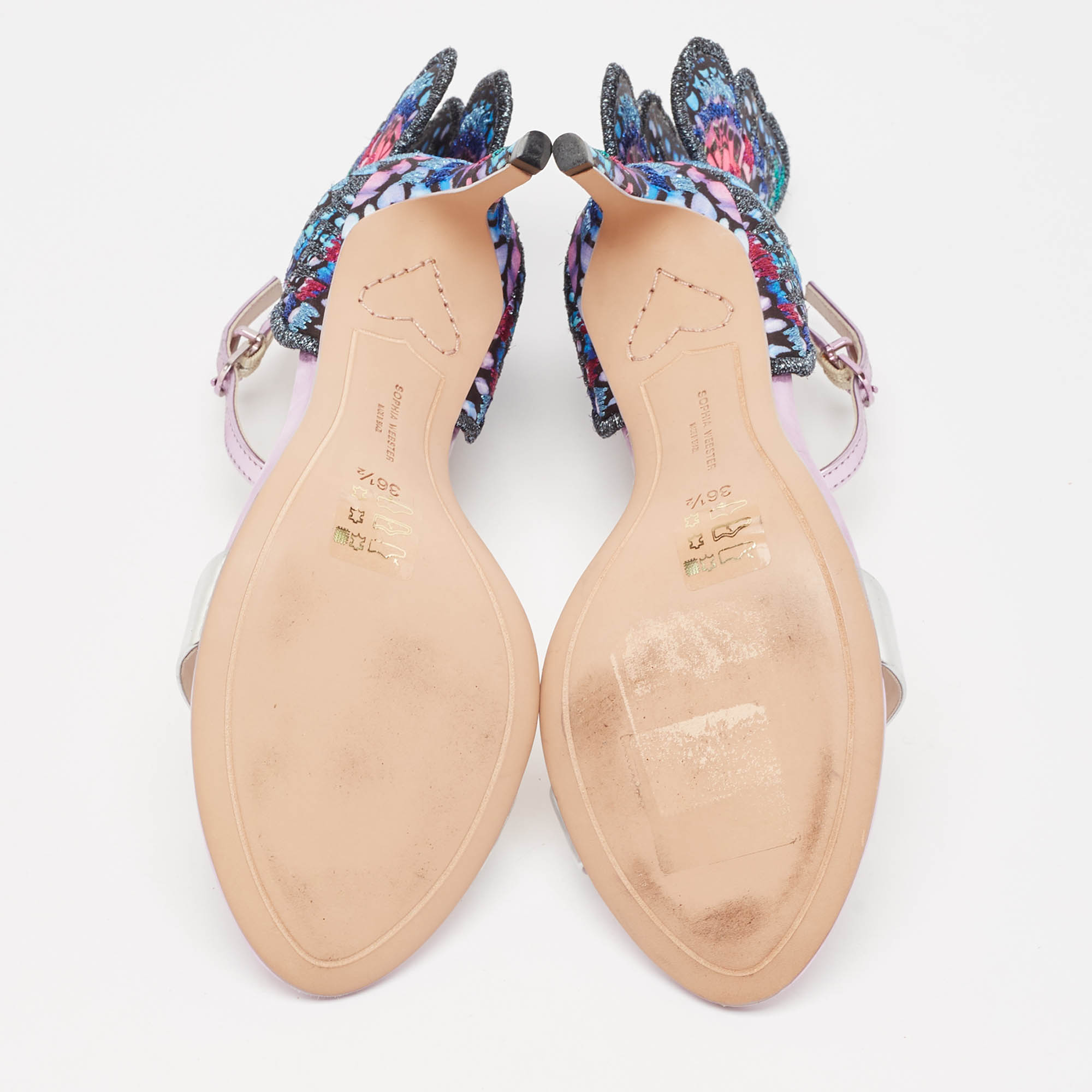 Sophia Webster Multicolor Embroidered Fabric And Leather Chiara Butterfly Sandals Size 36.5