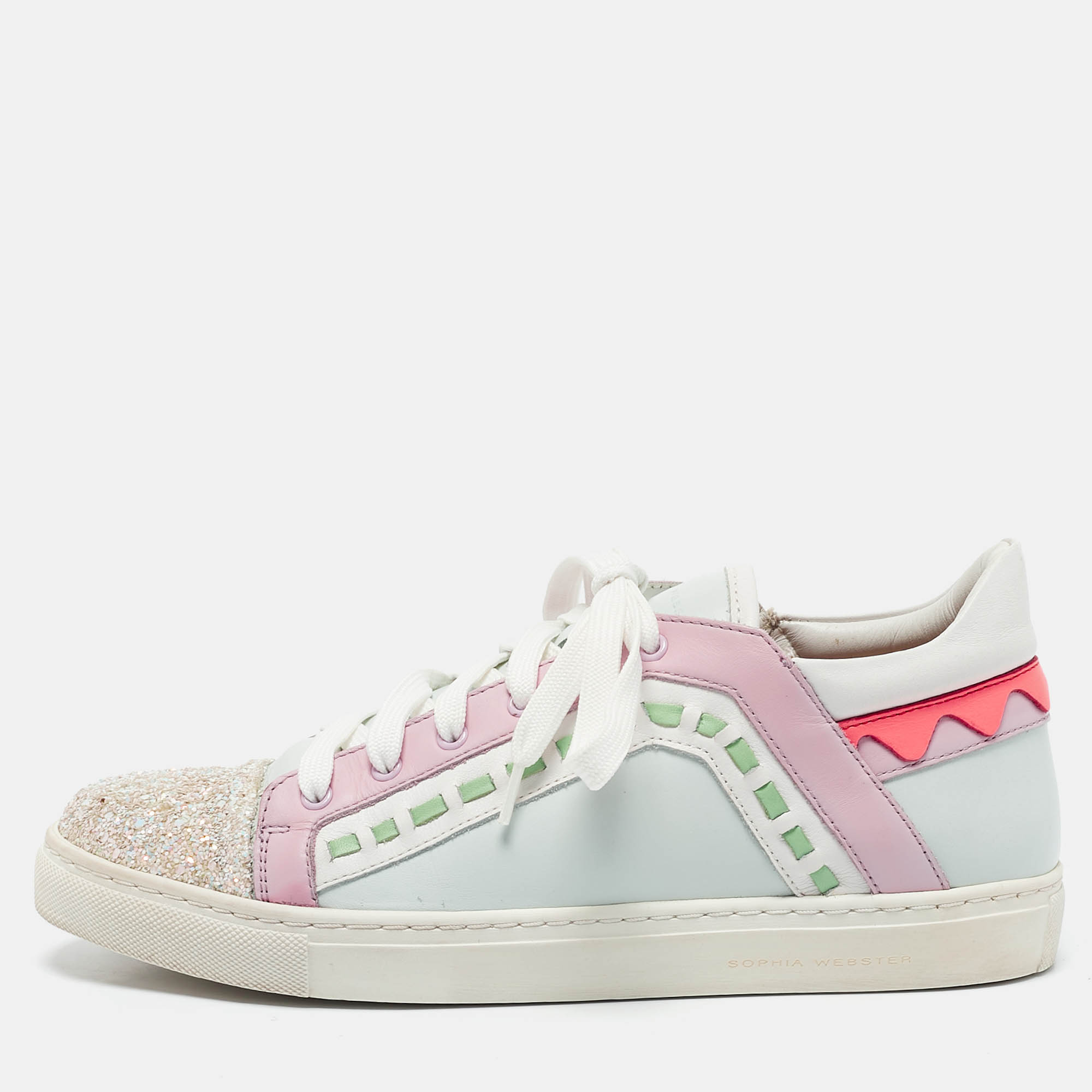 Sophia Webster Multicolor Leather and Glitter Low Top Riko Sneakers Size
Sophia Webster Multicolor Leather and Glitter Low Top Riko Sneakers Size