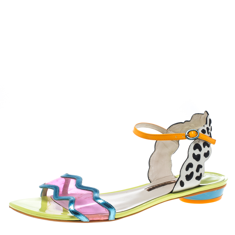 Image of Sophia Webster Multicolored Leather and PVC Patti Flat Sandals Size .