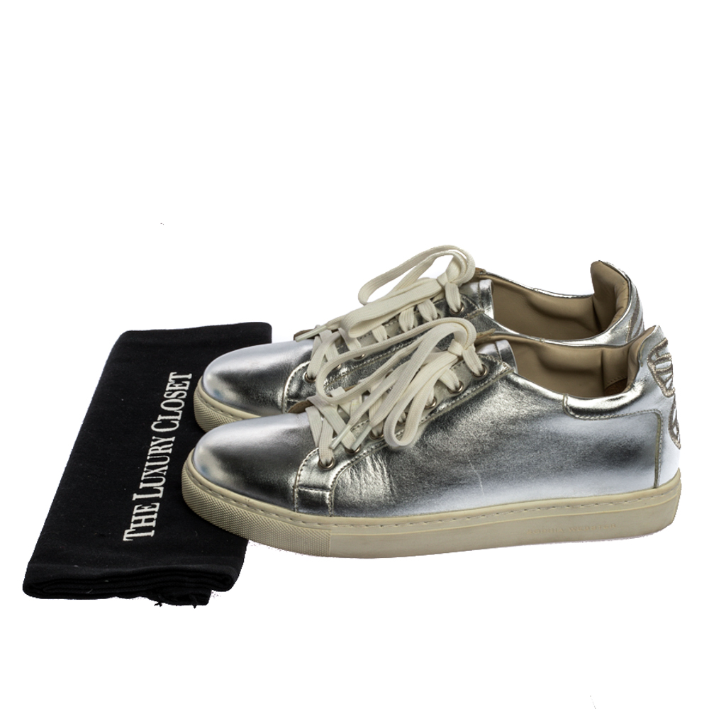 Sophia Webster Metallic Silver Leather Bibi Butterfly Sneakers Size 37 5 Buy Squper