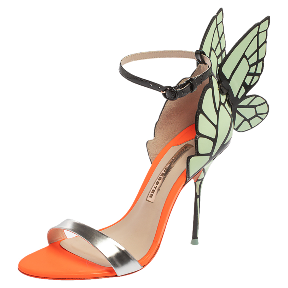 Image of Sophia Webster Multicolor Patent Leather Chiara Butterfly Ankle Cuff Sandals Size
