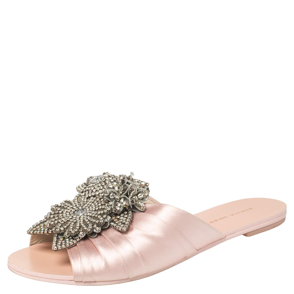Sophia Webster Pink Satin Lilico Flats Size 37.5