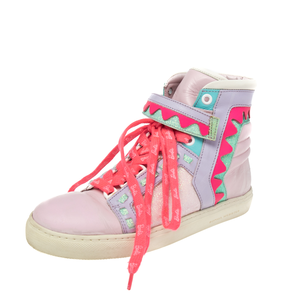 Sophia Webster Multicolor Leather And Glitter Riko High Top Sneakers Size 36