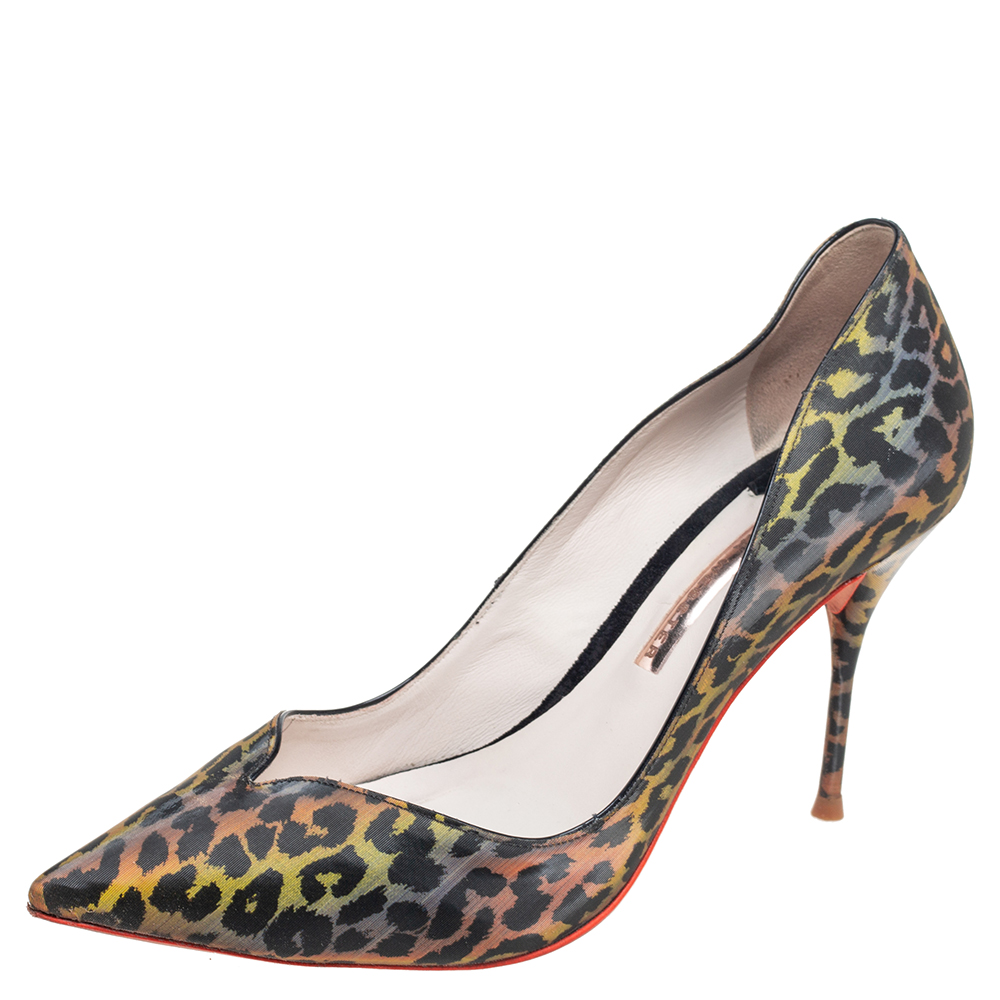 

Sophia Webster Multicolor Holographic Leopard Print PVC Izzy Pumps Size