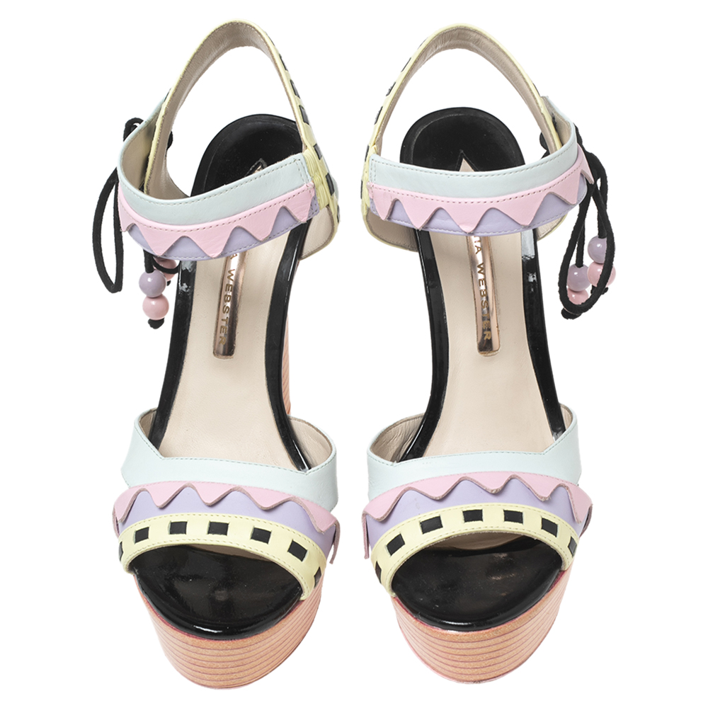 Sophia Webster Multicolor Leather Riko Pastel Platform Sandals Size 38