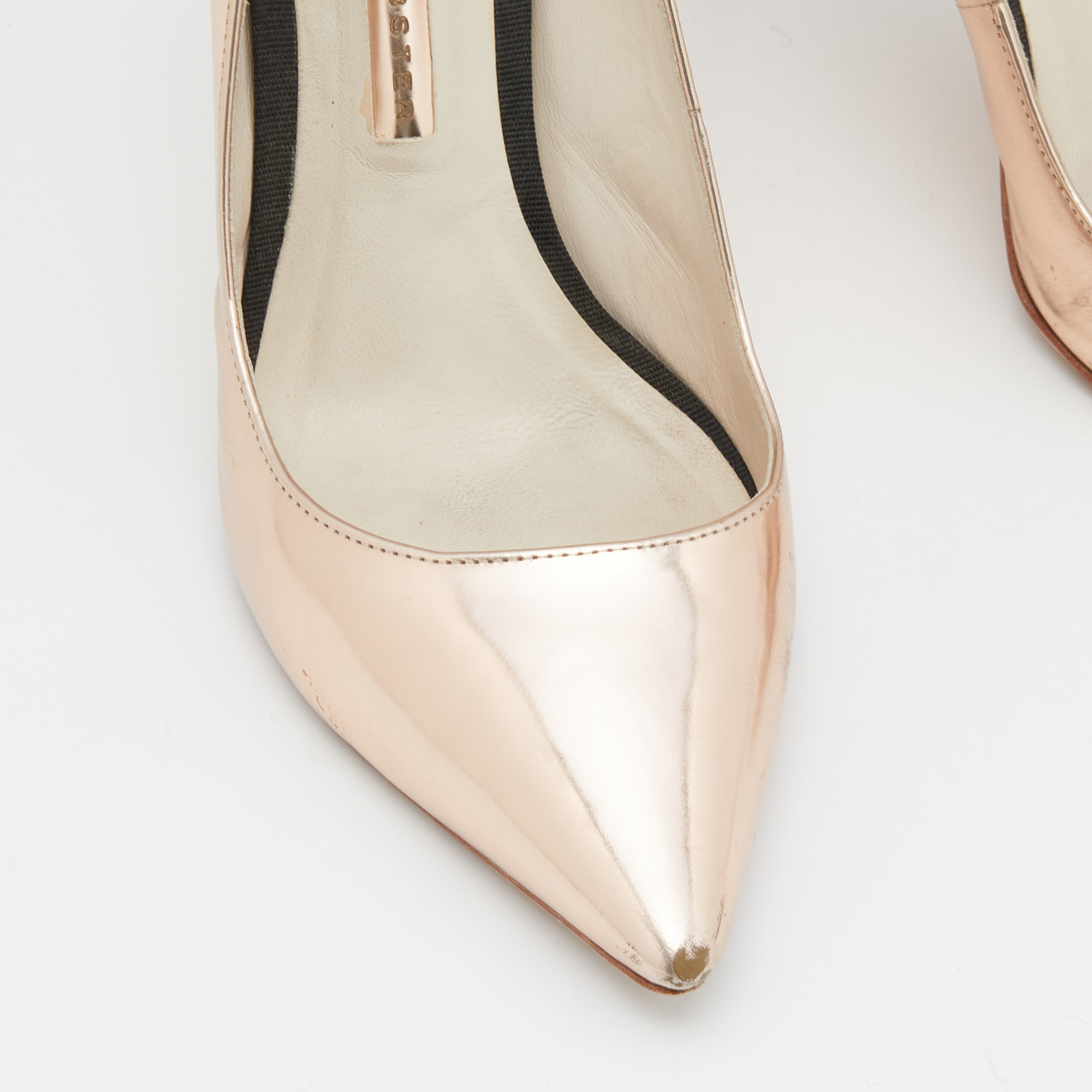 Sophia Webster Metallic Rose Gold Leather Coco Flamingo Pointed Toe Pumps Size 38.5