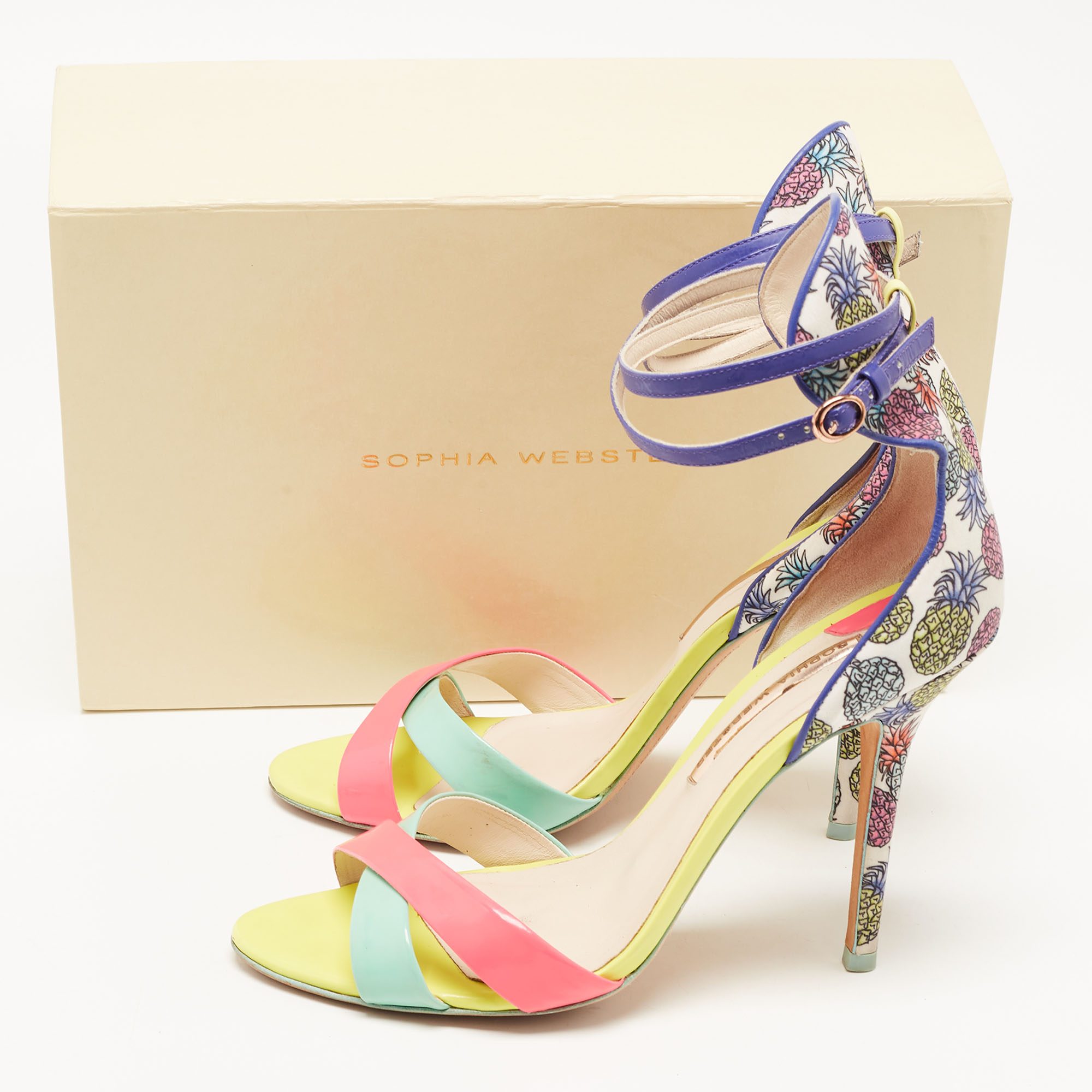 Sophia Webster Multicolor Leather And Printed Fabric Nicole Ankle Strap Sandals Size 41