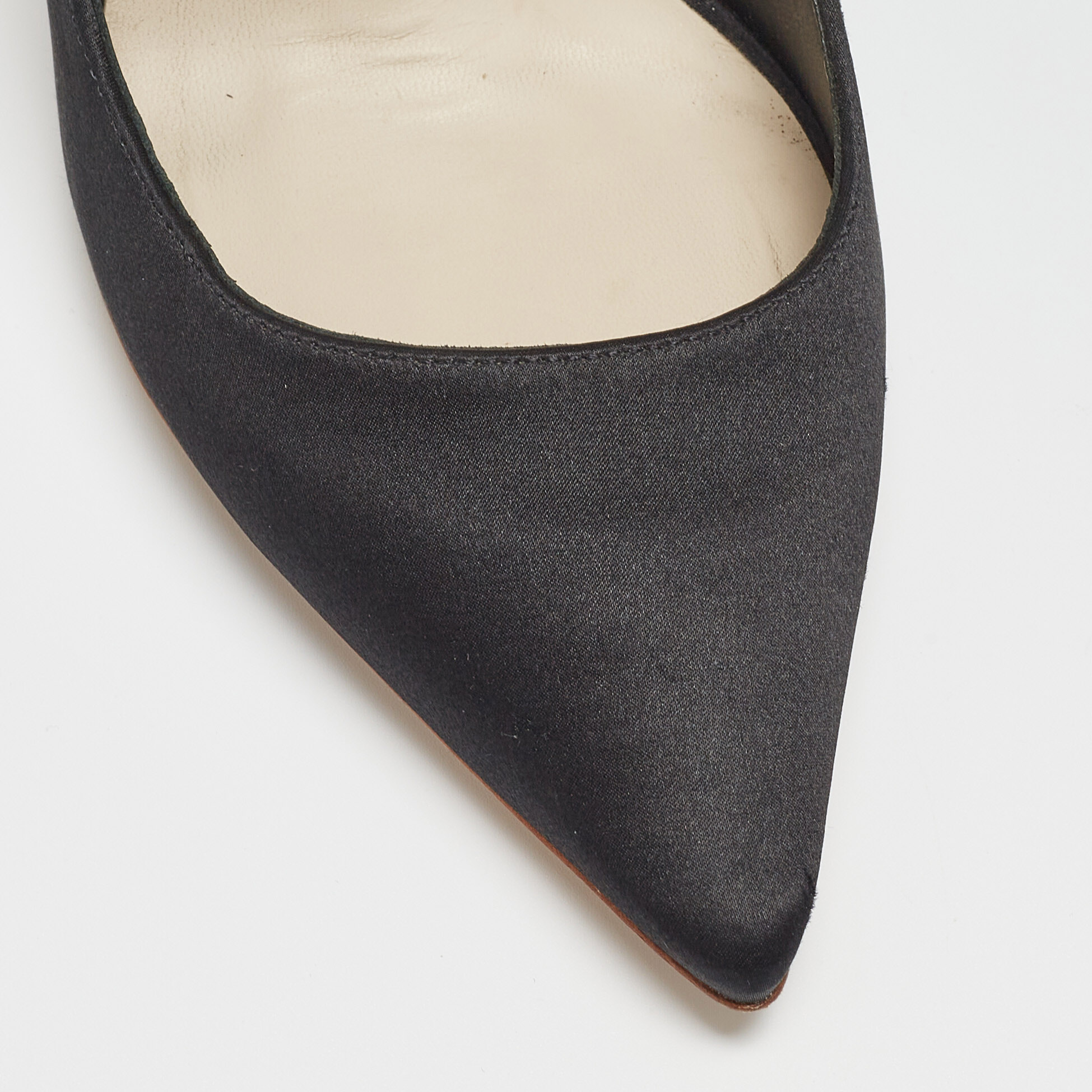 Sophia Webster Black Satin Coco Crystal Embellished Pointed Toe Pumps Size 39.5