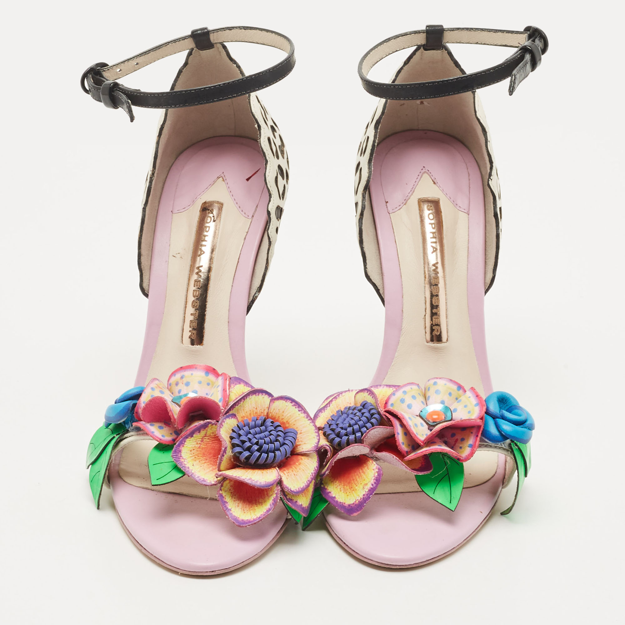 Sophia Webster Multicolor Patent Leather And Leather Lilico Floral Embellished Sandals Size 36.5