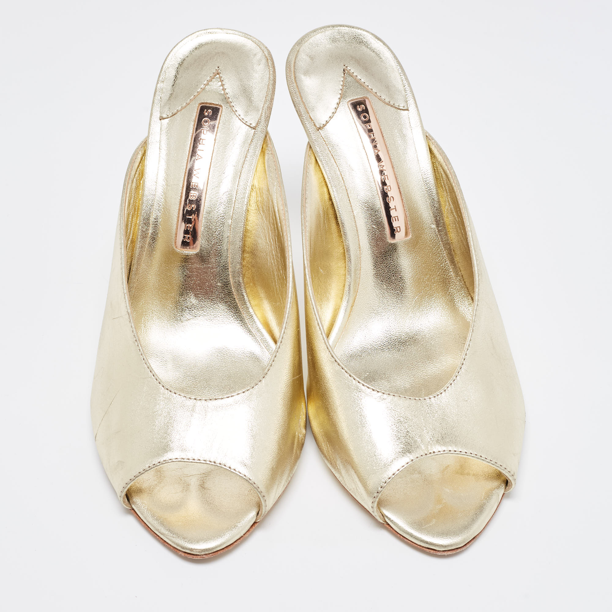 Sophia Webster Metallic Gold Leather Mules Size 38.5