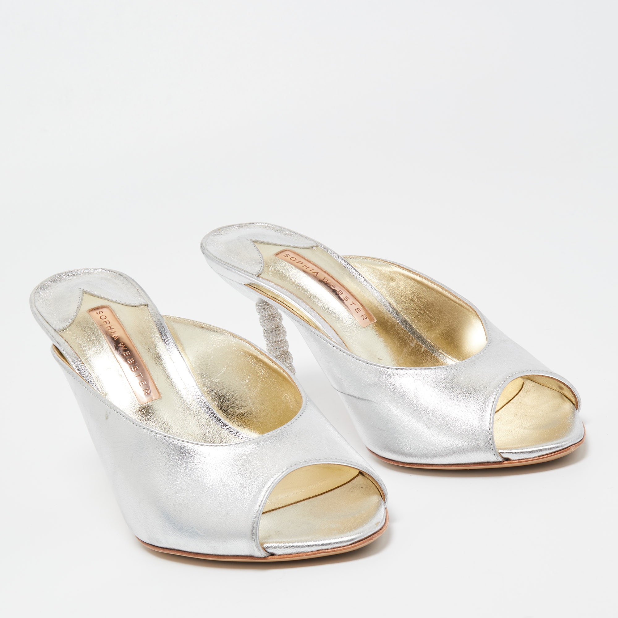 Sophia Webster Silver Leather Mules Size 39