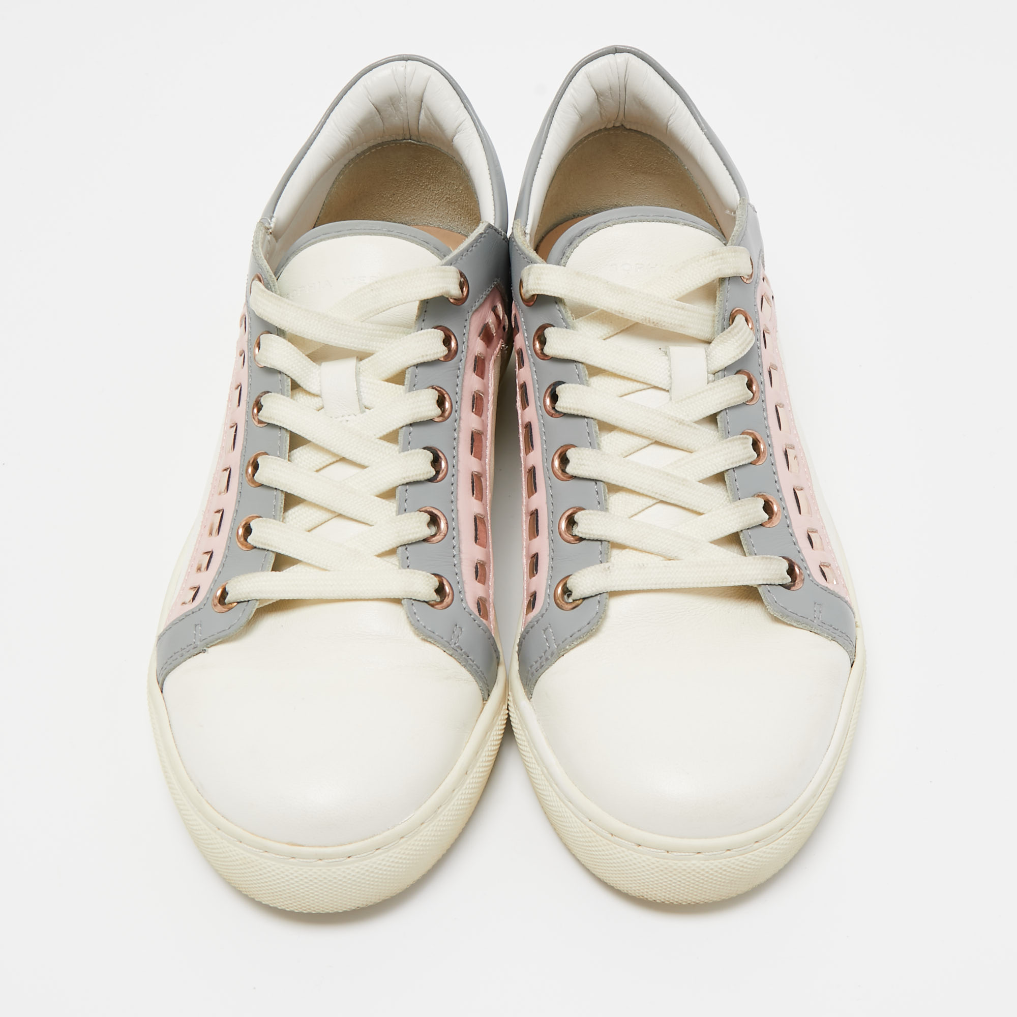 Sophia Webster White Leather Riko Sneakers Size 38