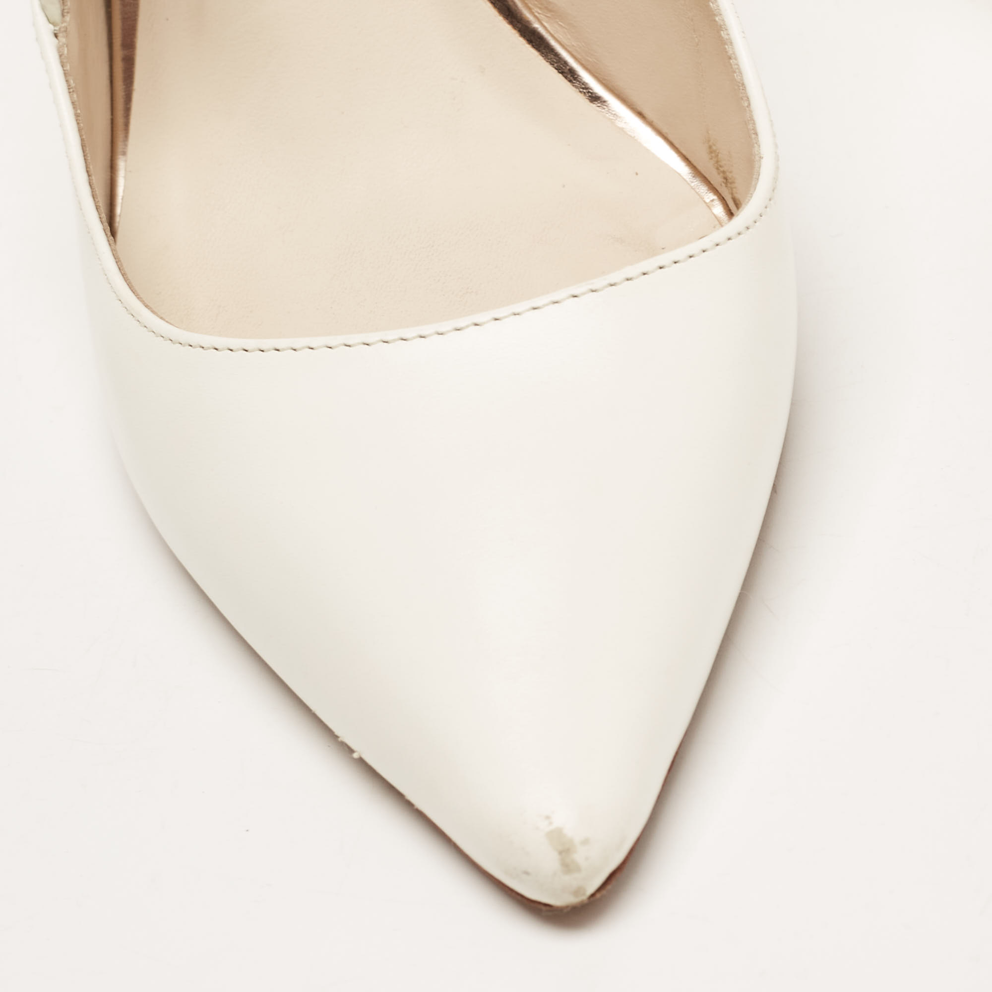 Sophia Webster White Leather Angelo Pointed Toe Slingback Pumps Size 36