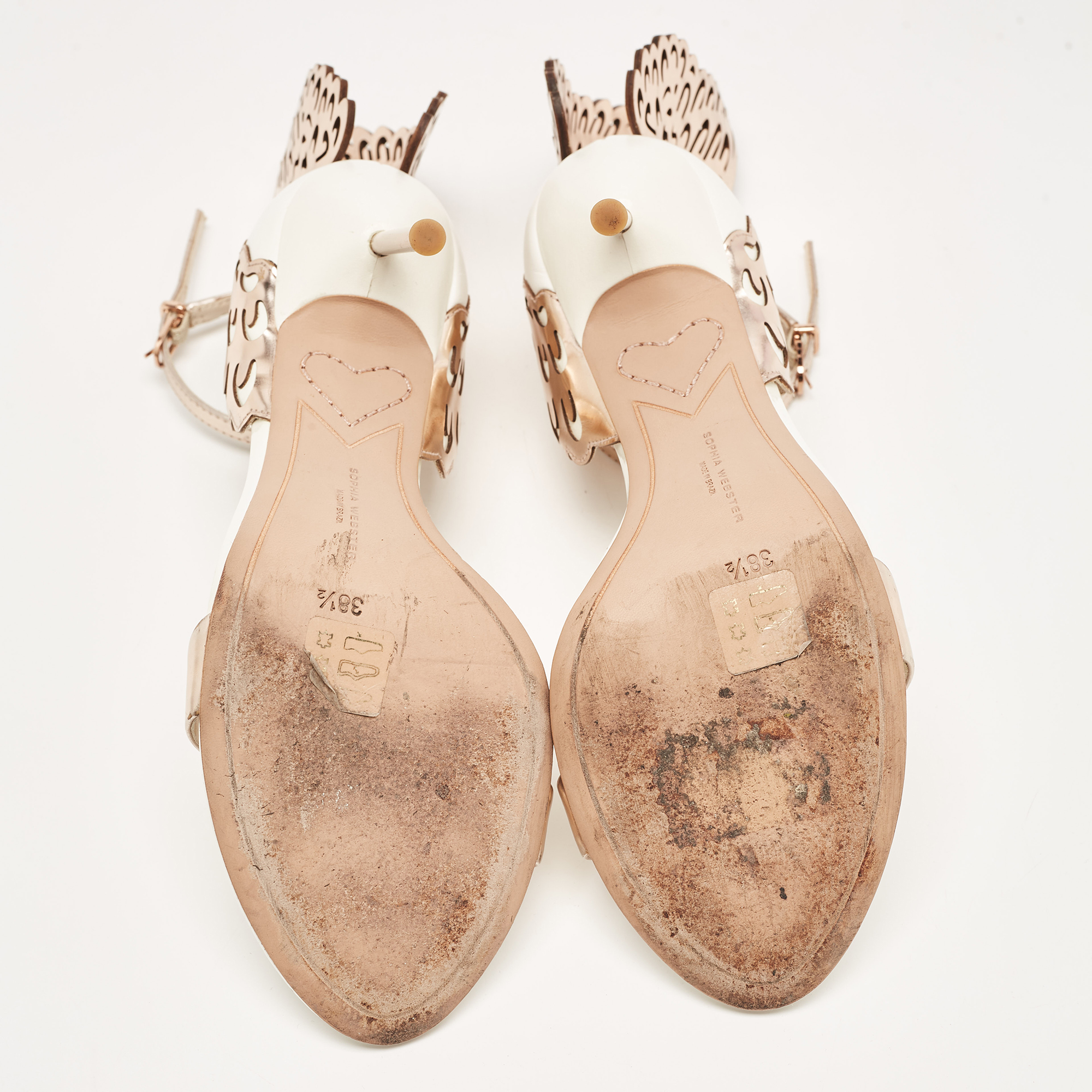 Sophia Webster White/Metallic Leather Evangeline Sandals Size 38.5