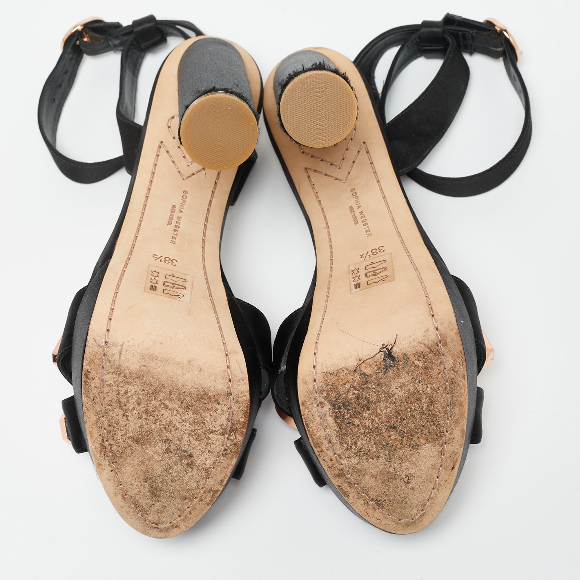 Sophia Webster Black Satin Amanda Gem Platform Sandals Size 38.5