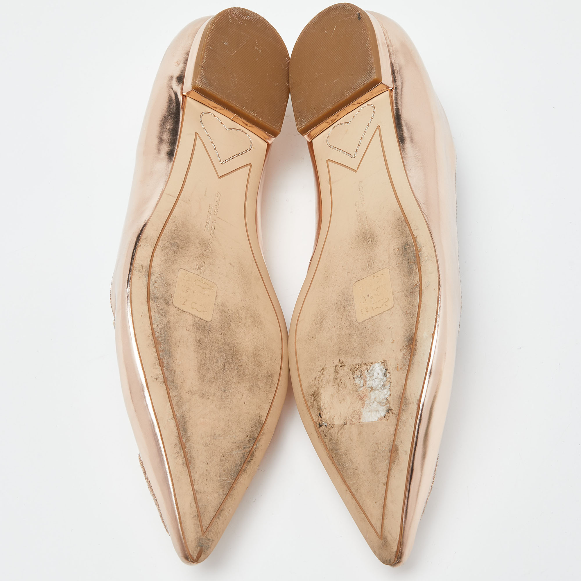 Sophia Webster Rose Gold Leather Bibi Butterfly Ballet Flats Size 41