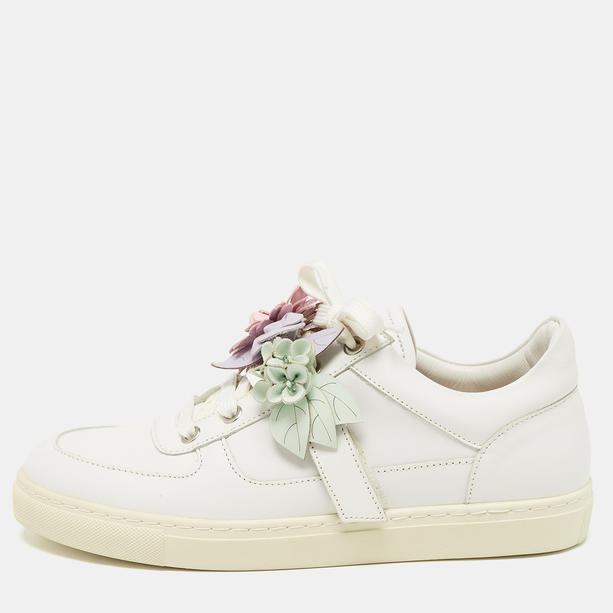 Sophia webster white leather lilico flower sneakers size 39