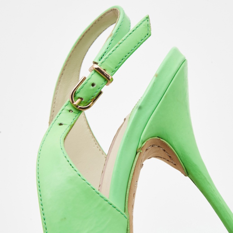 Sophia Webster Neon Green Leather Slingback D'orsay Sandals Size 39