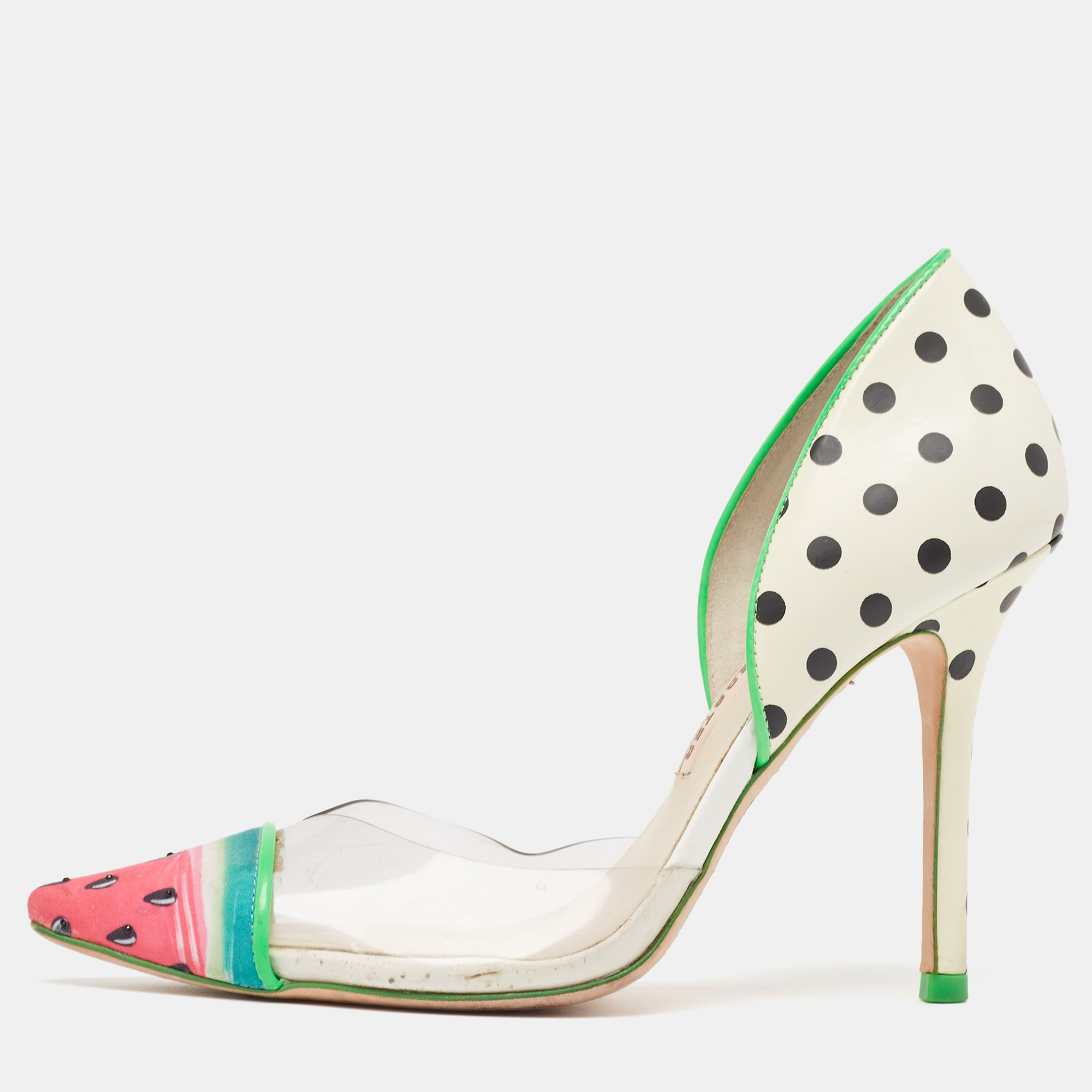 Sophia webster multicolor pvc and patent leather jessica watermelon pumps size 37
