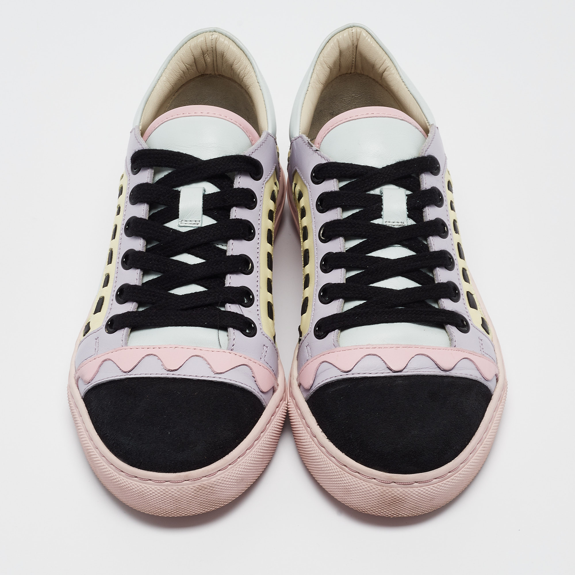 Sophia Webster Multicolor Leather And Suede Riko Sneakers Size 37