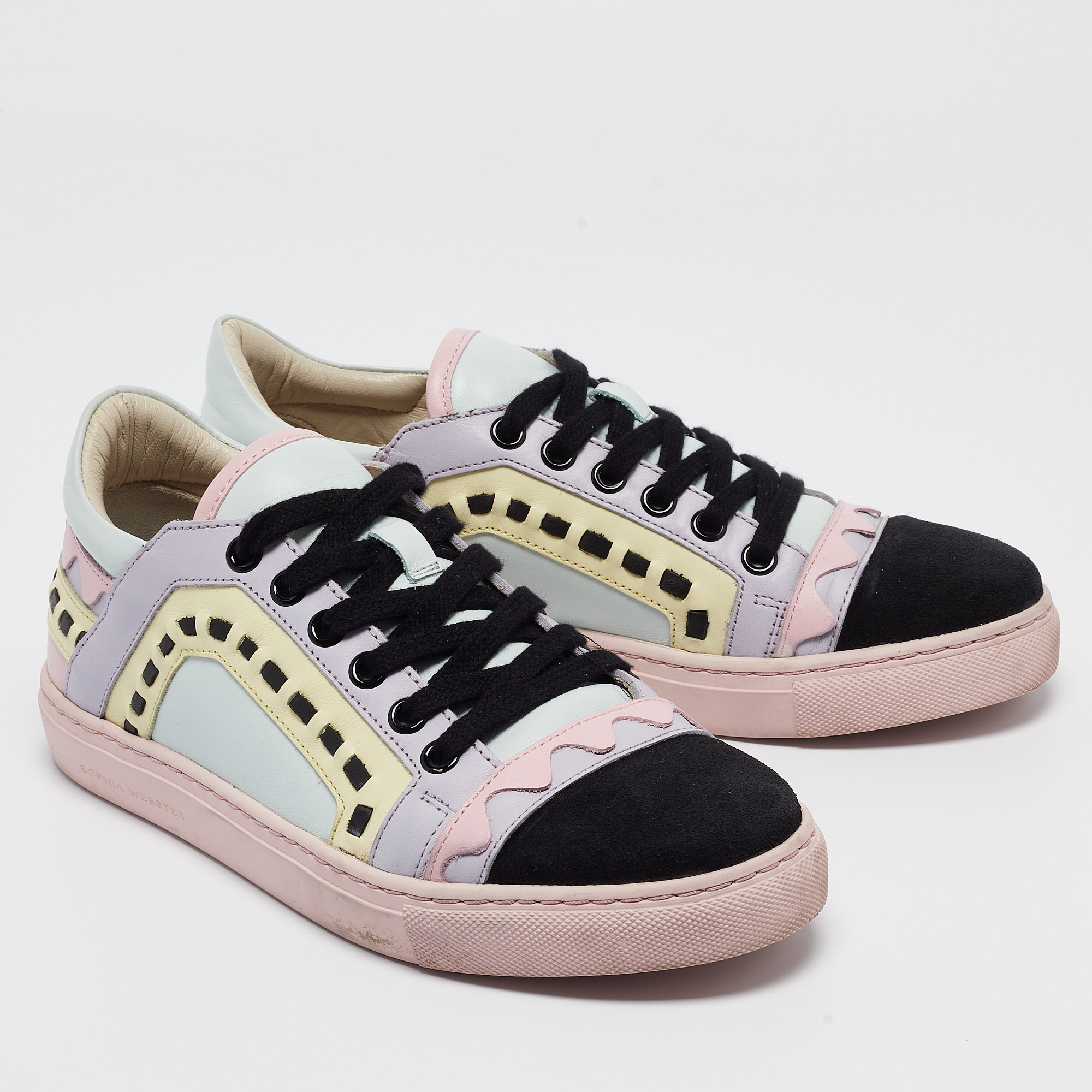 Sophia Webster Multicolor Leather And Suede Riko Sneakers Size 37