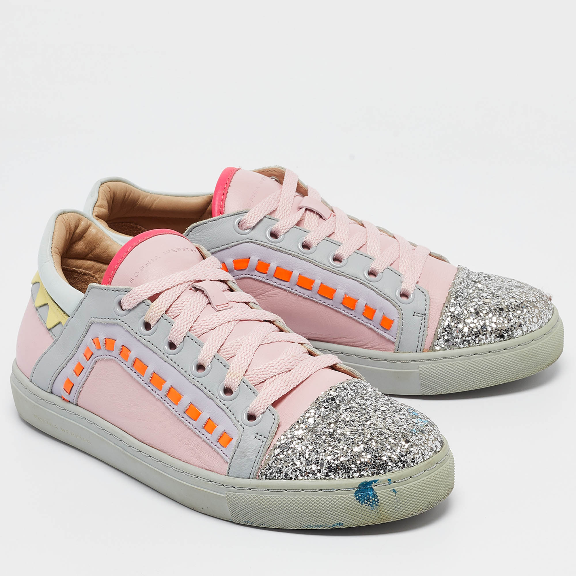 Sophia Webster Multicolor Glitter And Leather Riko Sneakers Size 38.5