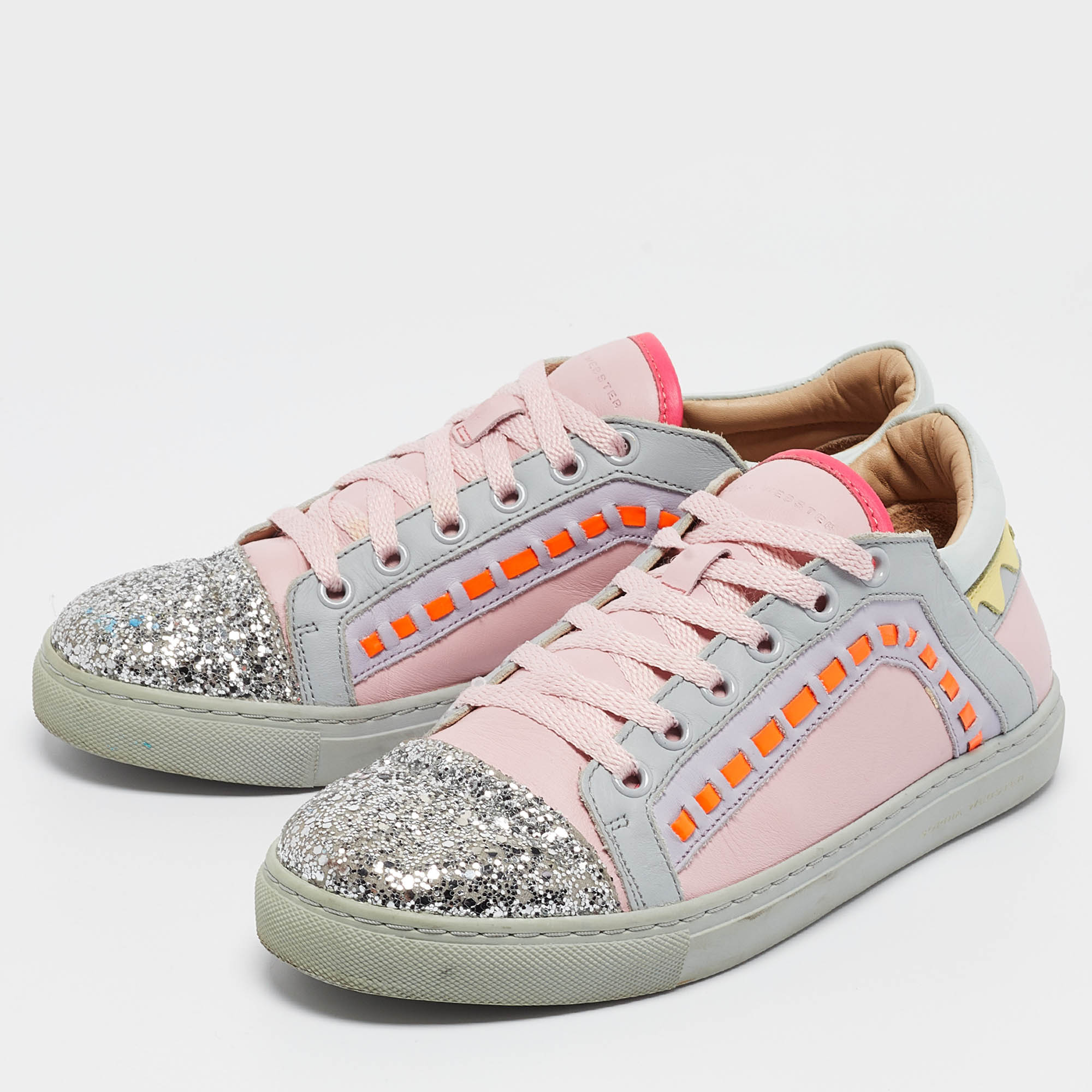 Sophia Webster Multicolor Glitter And Leather Riko Sneakers Size 38.5