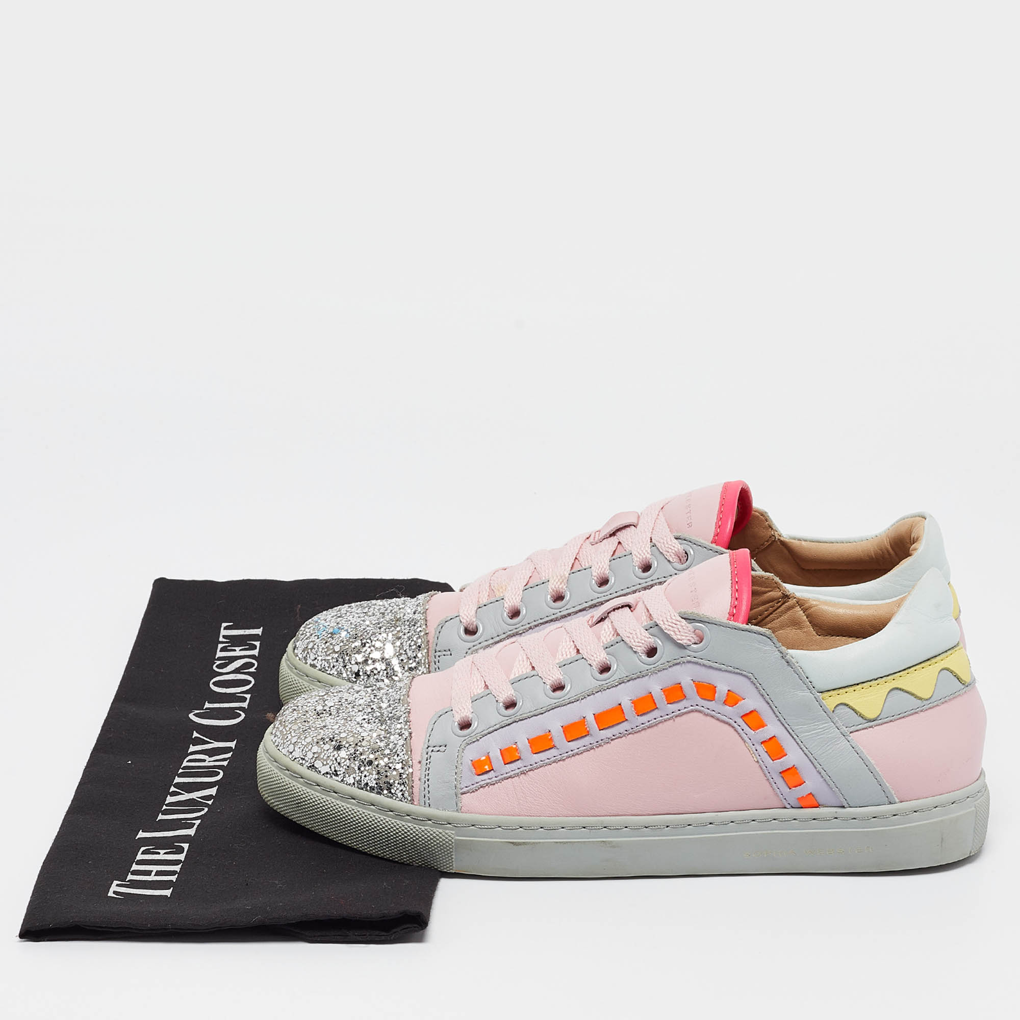 Sophia Webster Multicolor Glitter And Leather Riko Sneakers Size 38.5