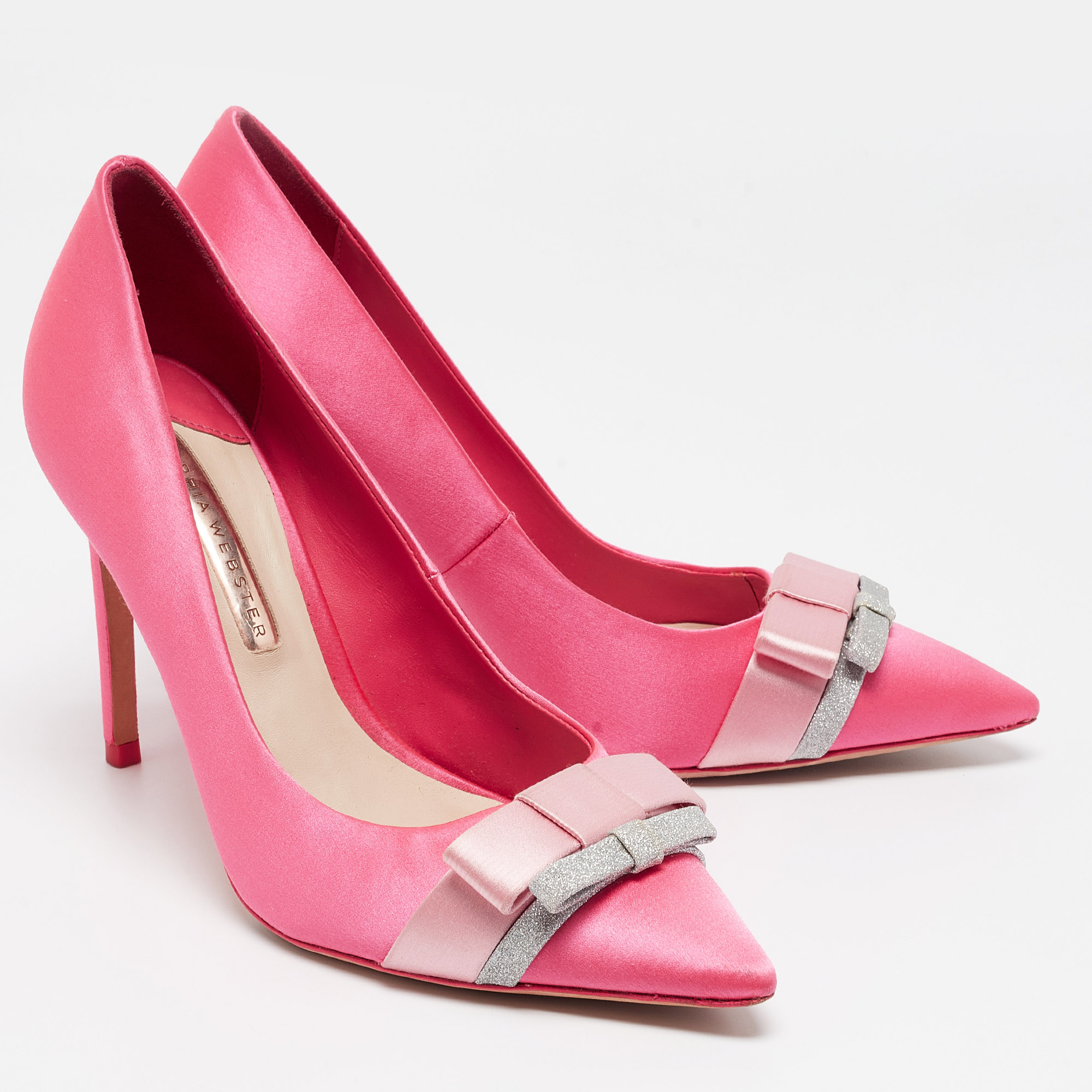 Sophia Webster Pink Satin Bow Pumps Size 38.5