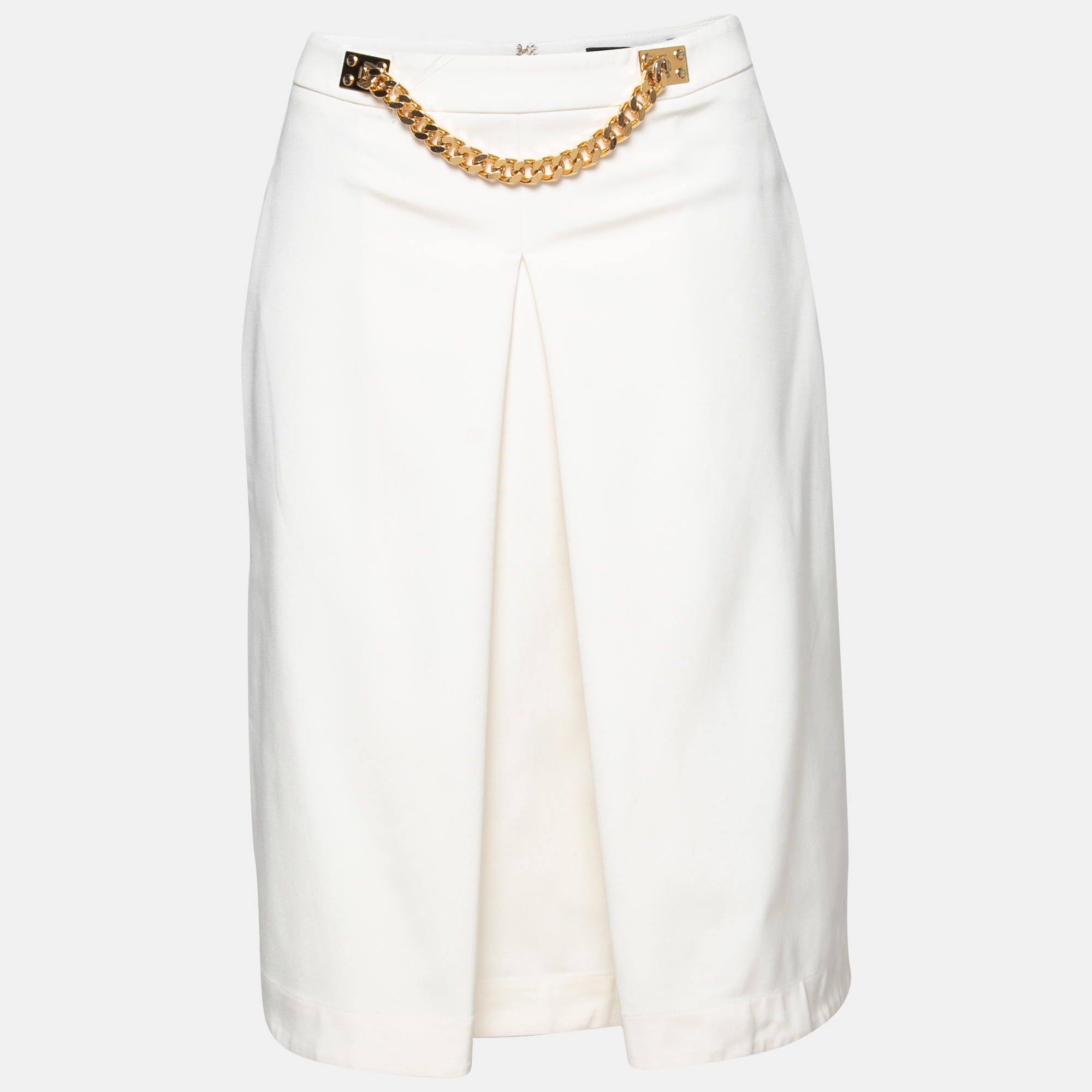 Sophie hulme ivory stretch gabardine chain embellished inverted pleat front skirt m