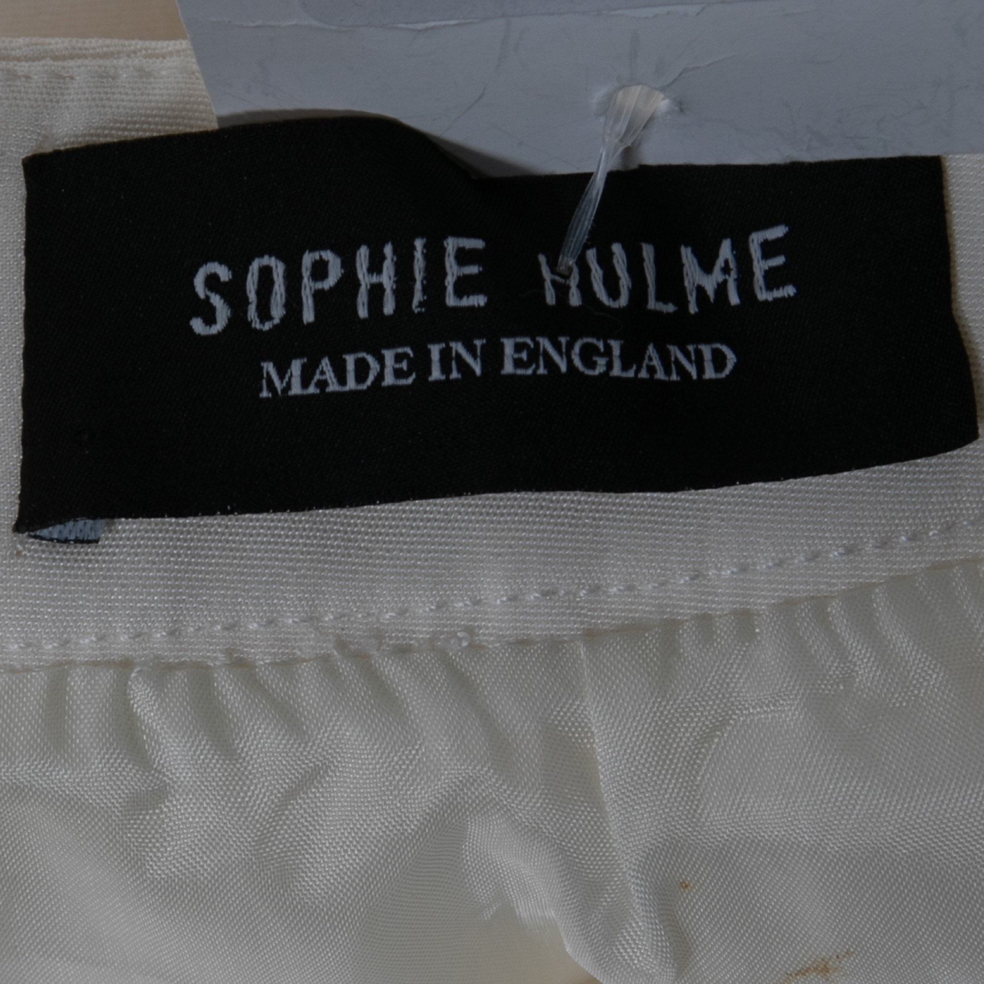 Sophie Hulme Ivory Stretch Gabardine Chain Embellished Inverted Pleat Front Skirt M