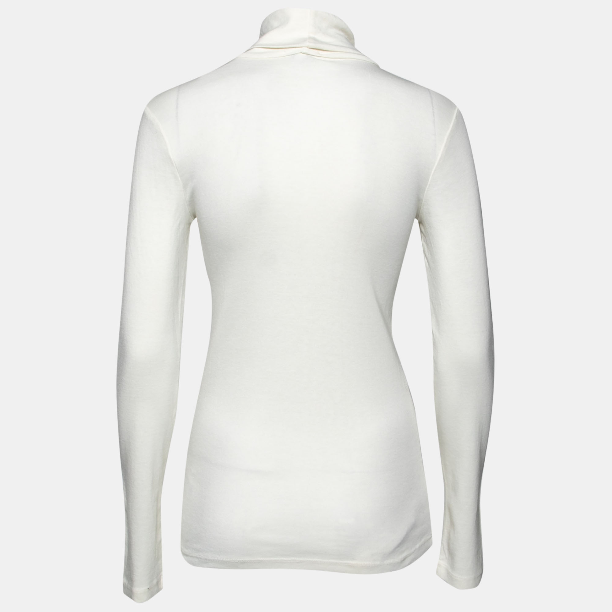 Splendid Off White Cotton Knit Turtle Neck Top S