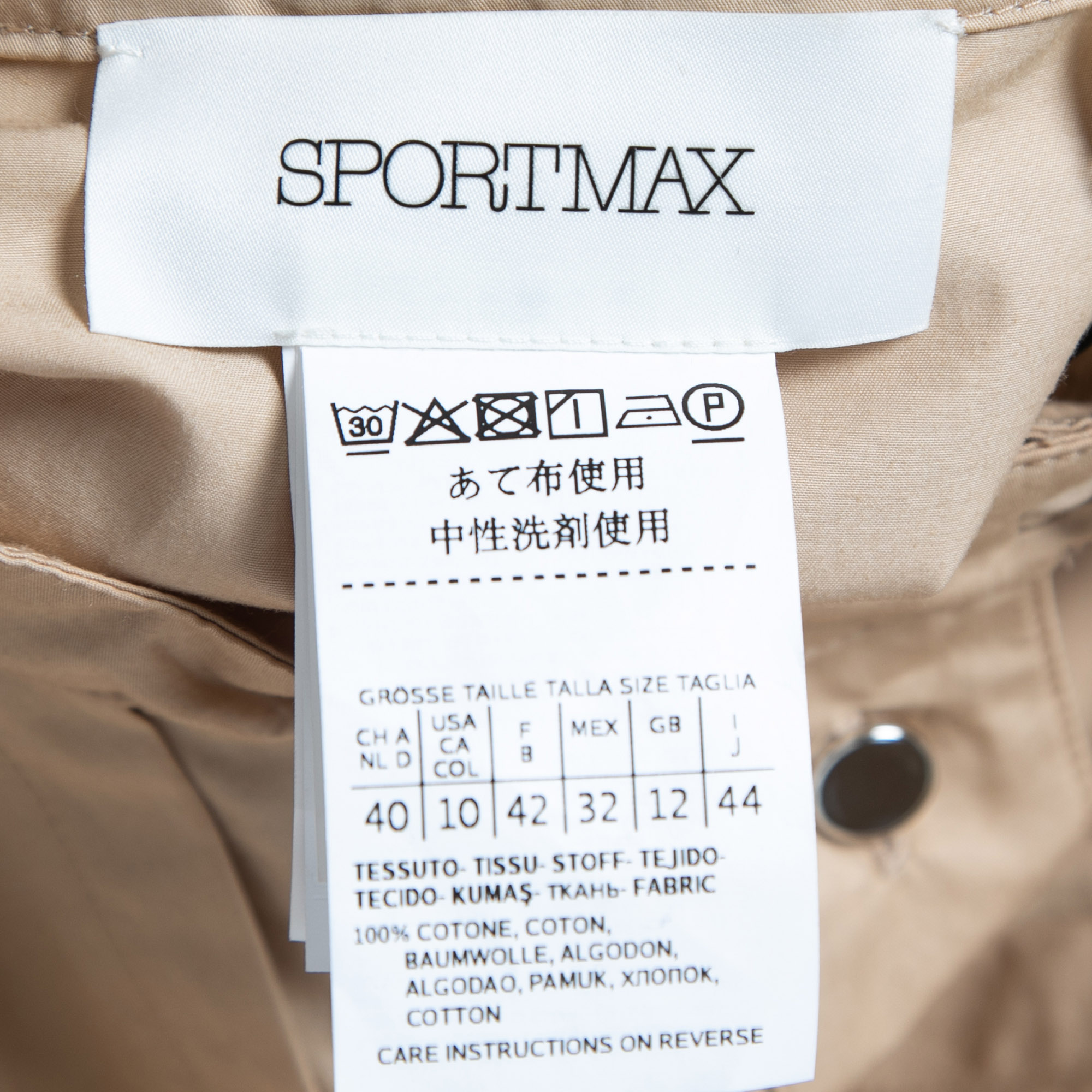 Sportmax Beige Cotton Button Front Pleated Short Shirt Dress M