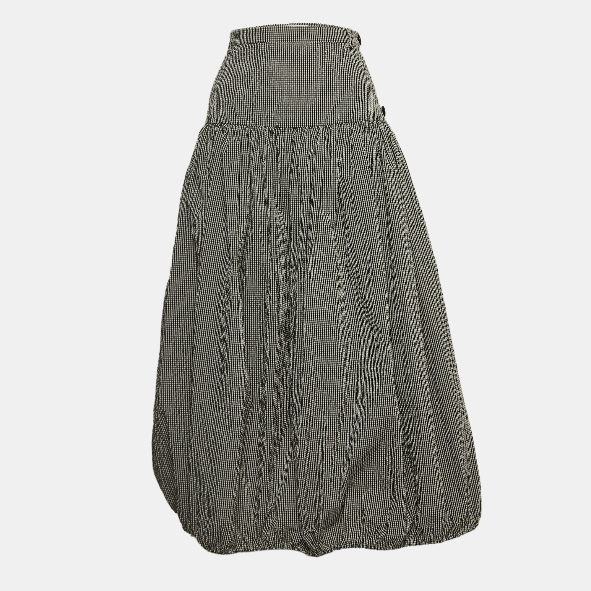 Sportmax Black/White Checked Synthetic Midi Skirt M