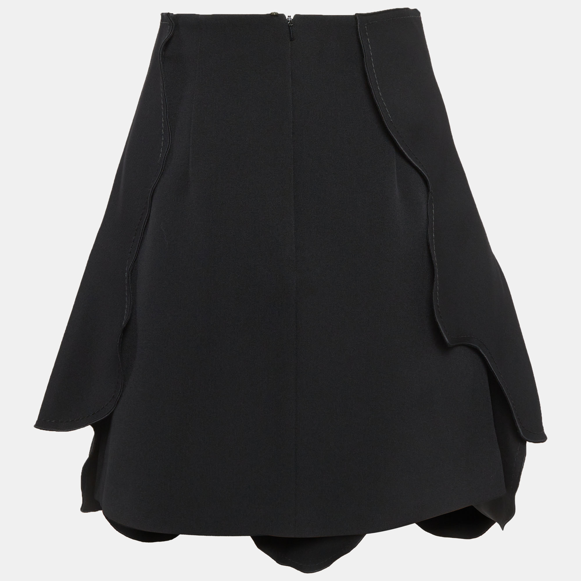 Sportmax Black Crepe Asymmetric Mini Skirt S