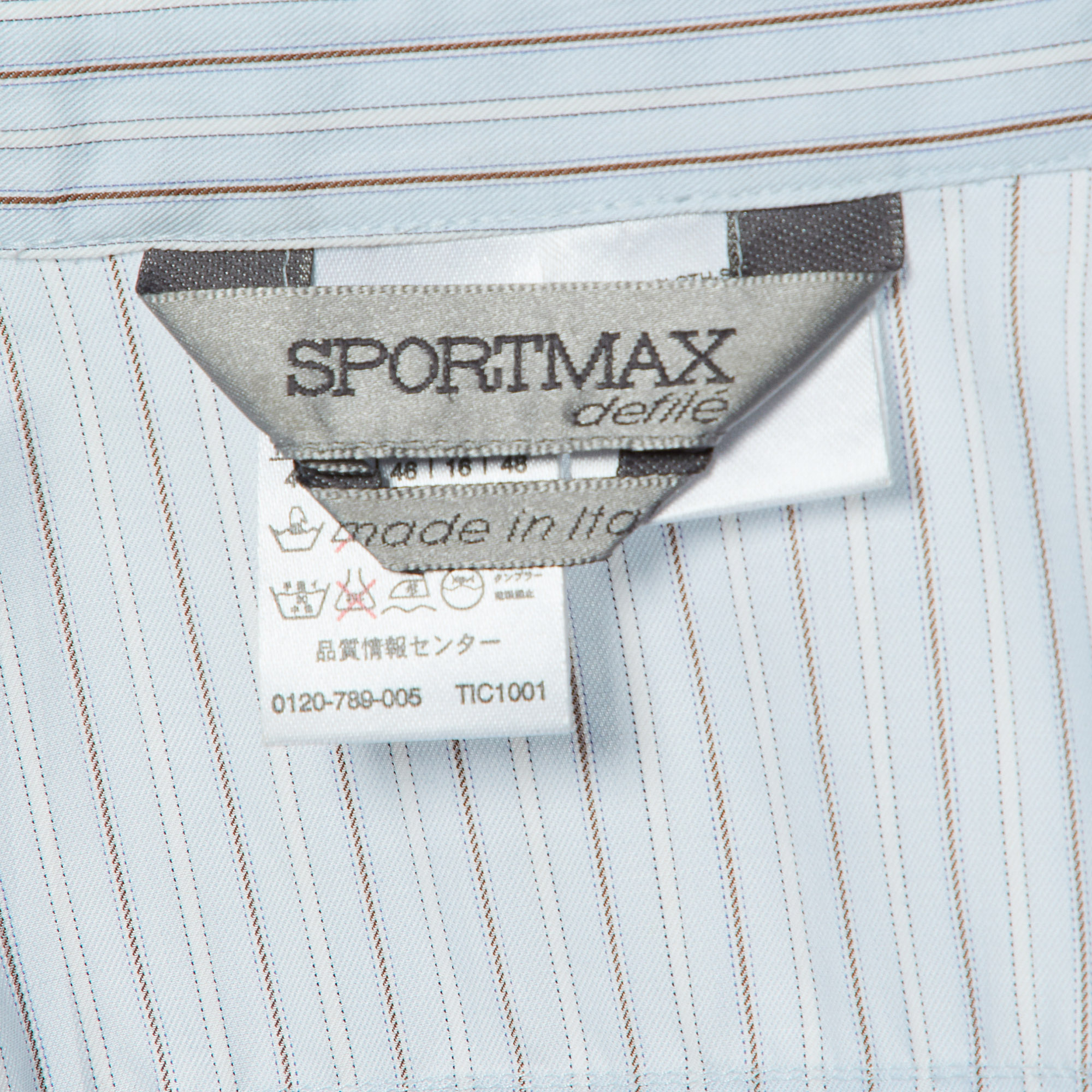 Sportmax Blue Stripe Cotton Short Sleeve Shirt M