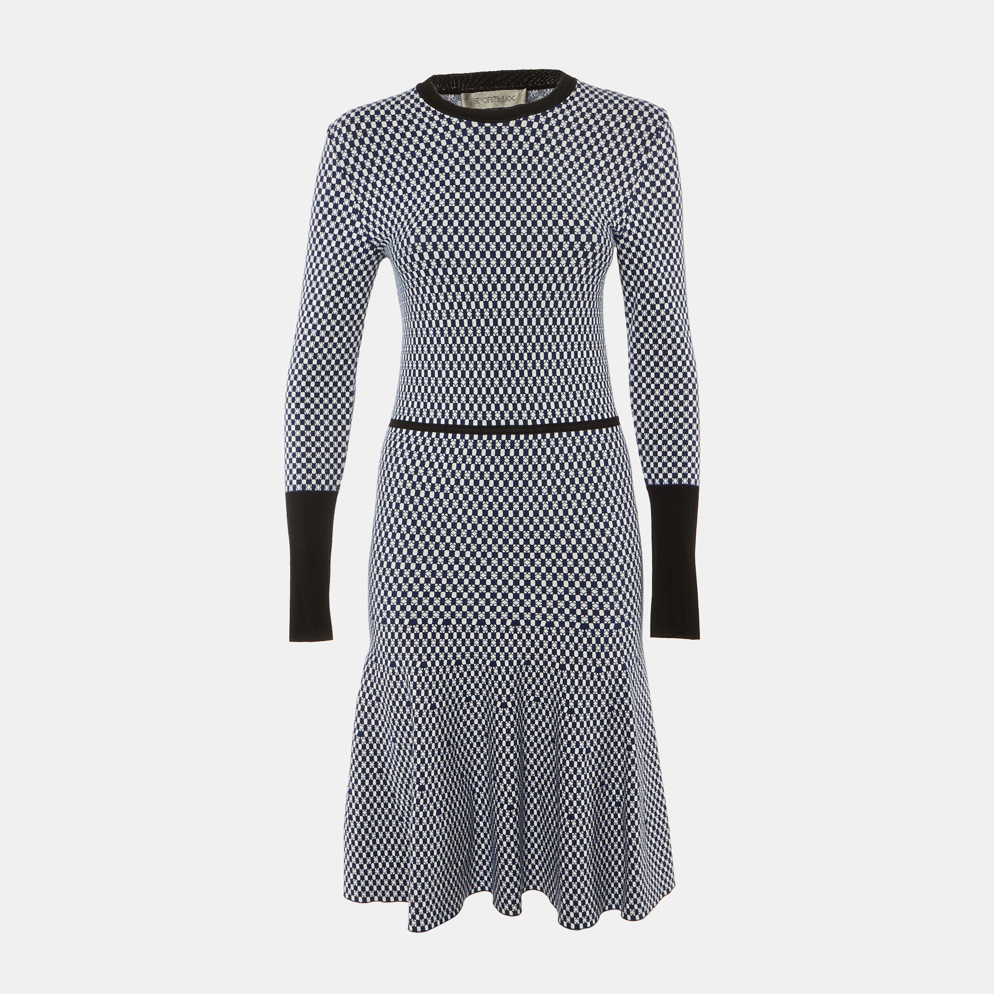 Sportmax Blue Check Pattern Knit Midi Dress M 
Sportmax Blue Check Pattern Knit Midi Dress M