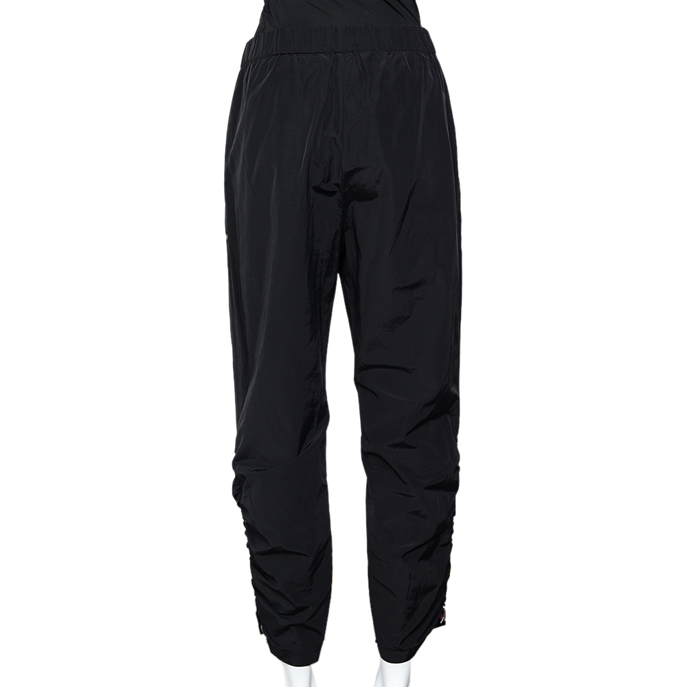 Sportmax Black Synthetic Contrast Trim Ruched Zip Detail Pants M