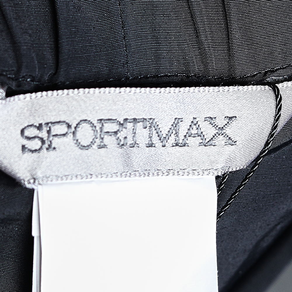 Sportmax Black Synthetic Contrast Trim Ruched Zip Detail Pants M