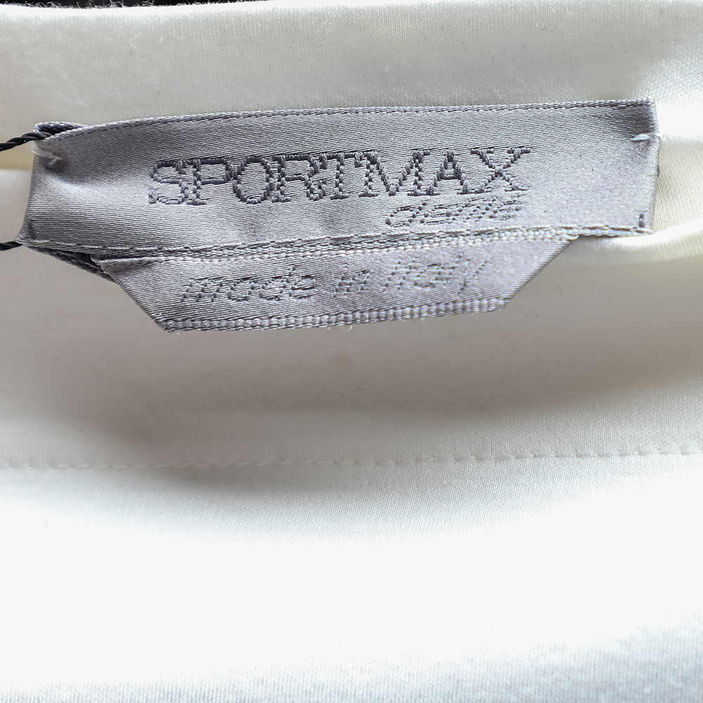 Sportmax Off White Cotton Knit Sleeve Tie Detail Crop Top S