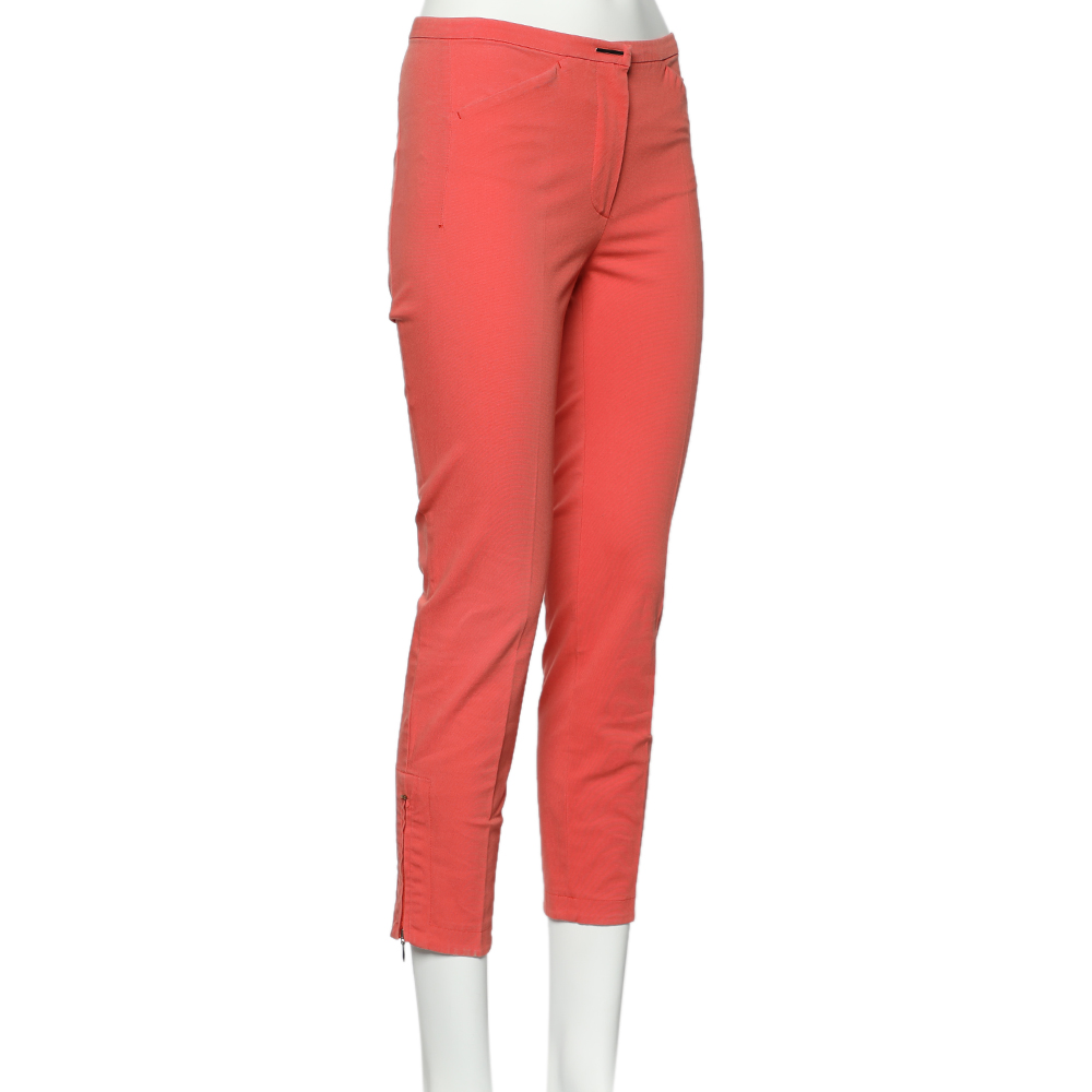 Sportmax Coral Pink Cotton Tapered Leg Pants S