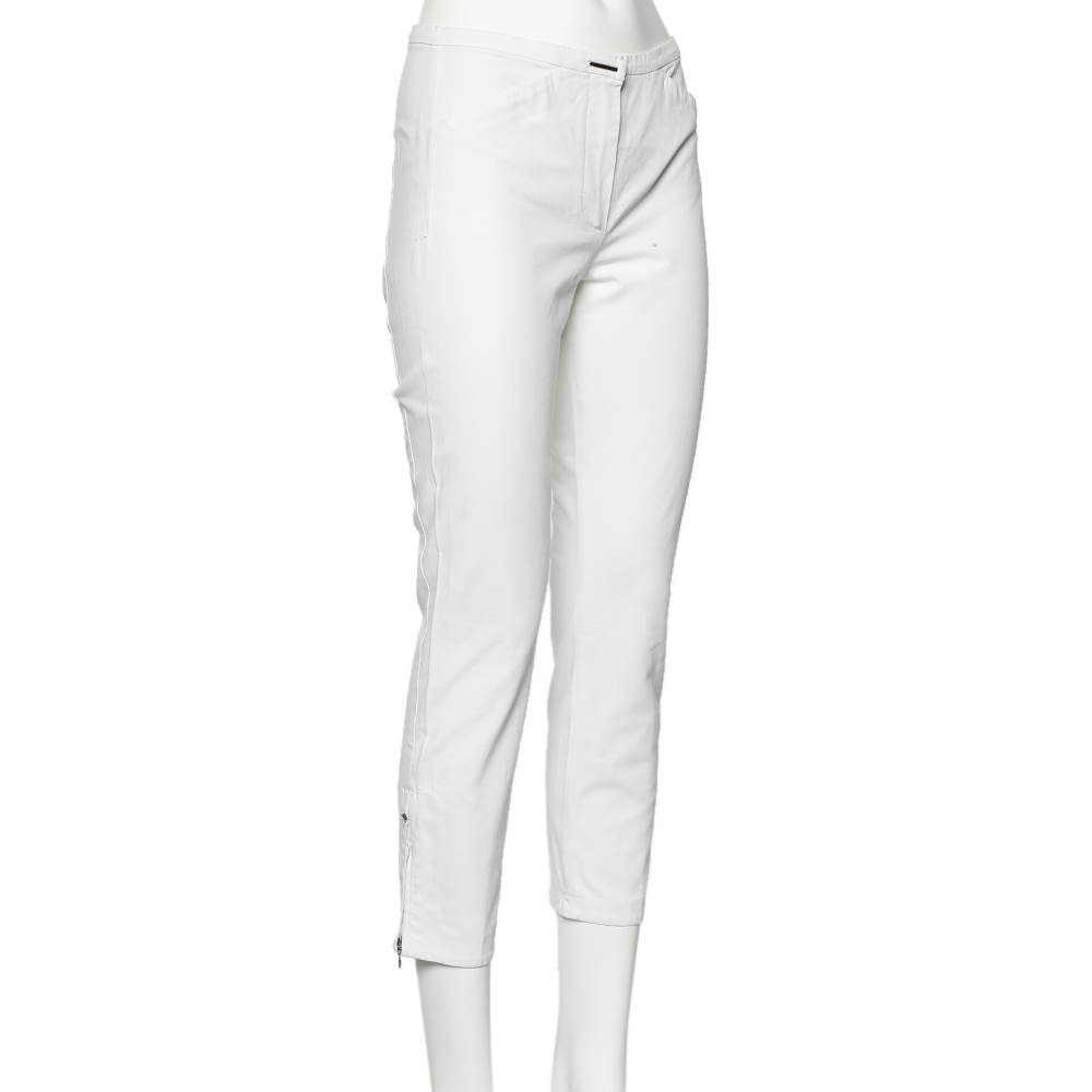 Sportmax White Cotton Tapered Leg Pants S