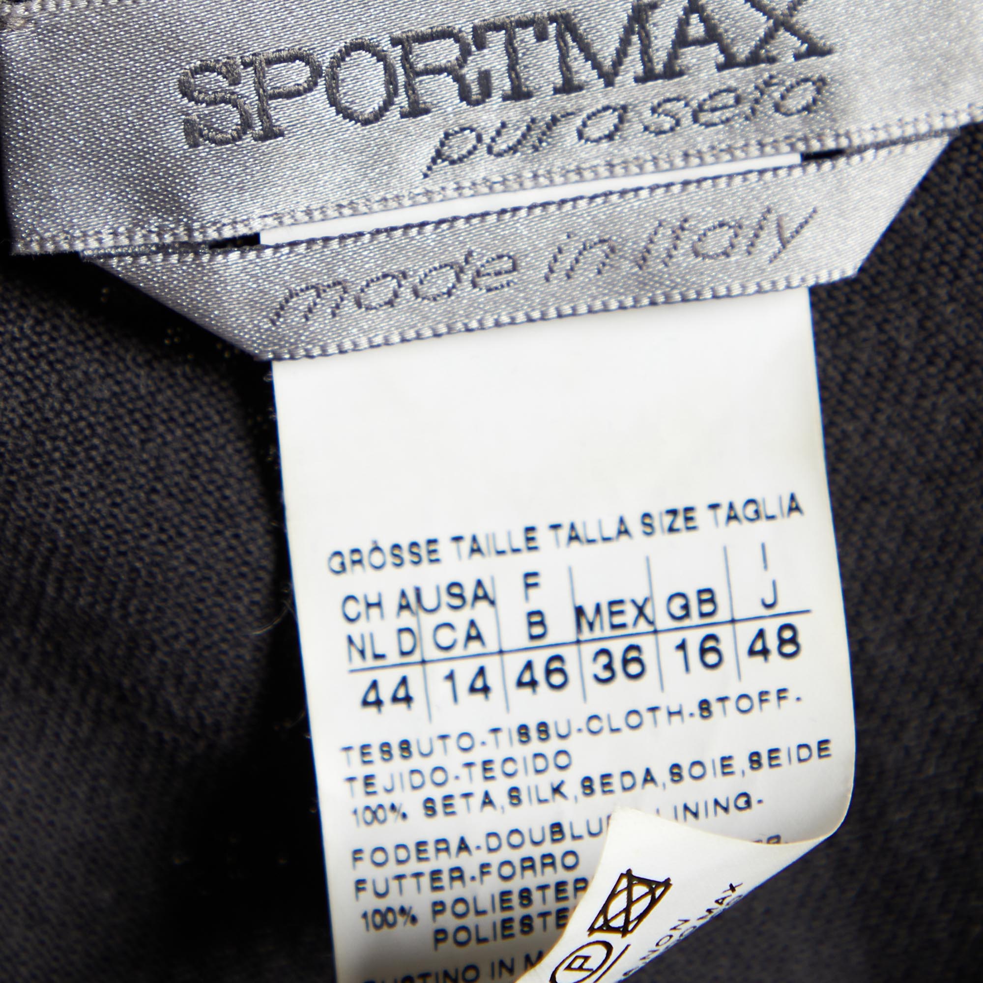 Sportmax Charcoal Grey Wool & Silk Draped Mini Dress L