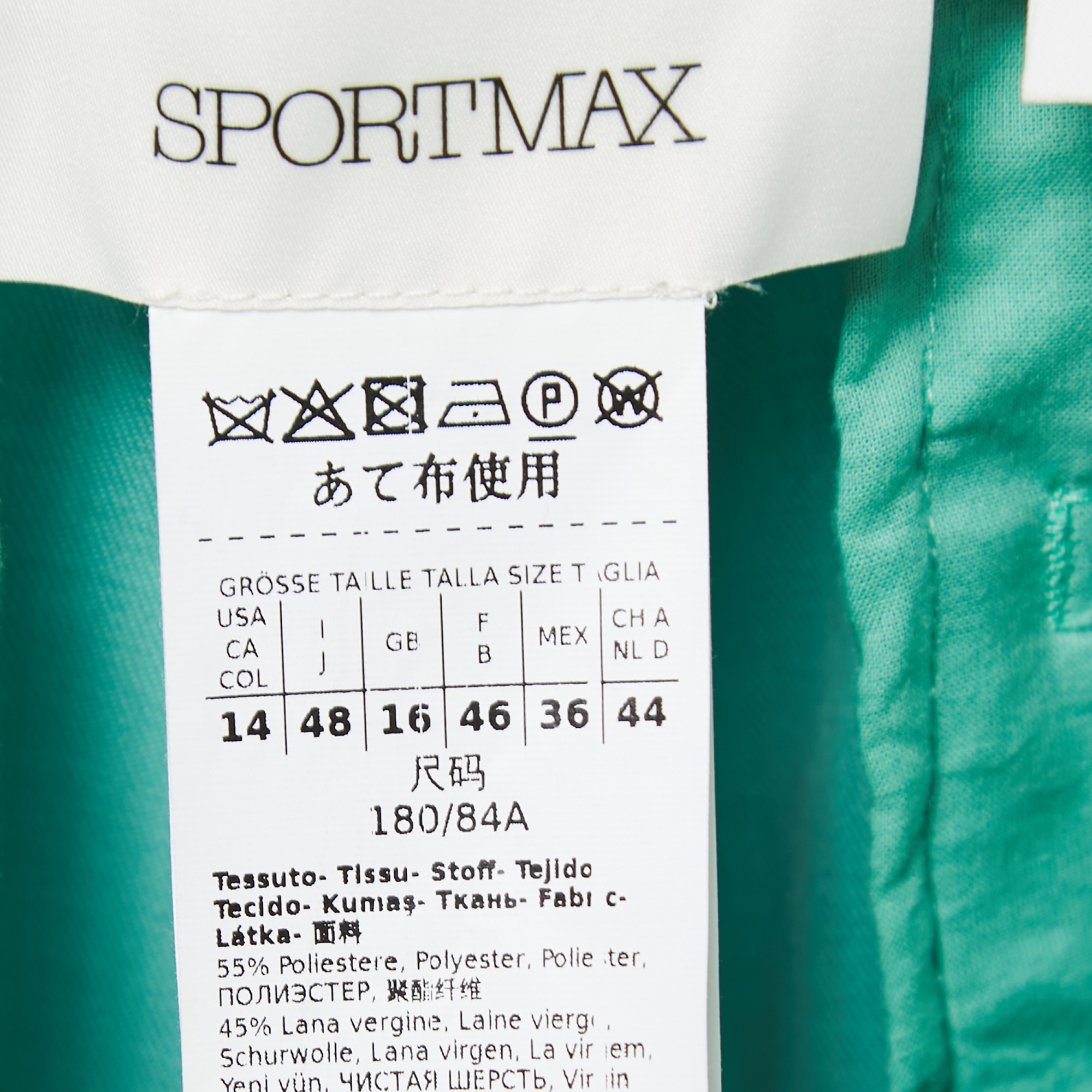 Sportmax Green Wool Blend High Waist Flared Trousers L