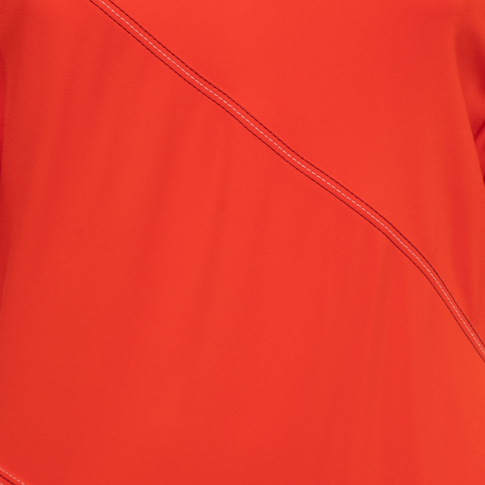 Sportmax Orange Crepe Short Sleeve Asymmetrical Midi Dress M