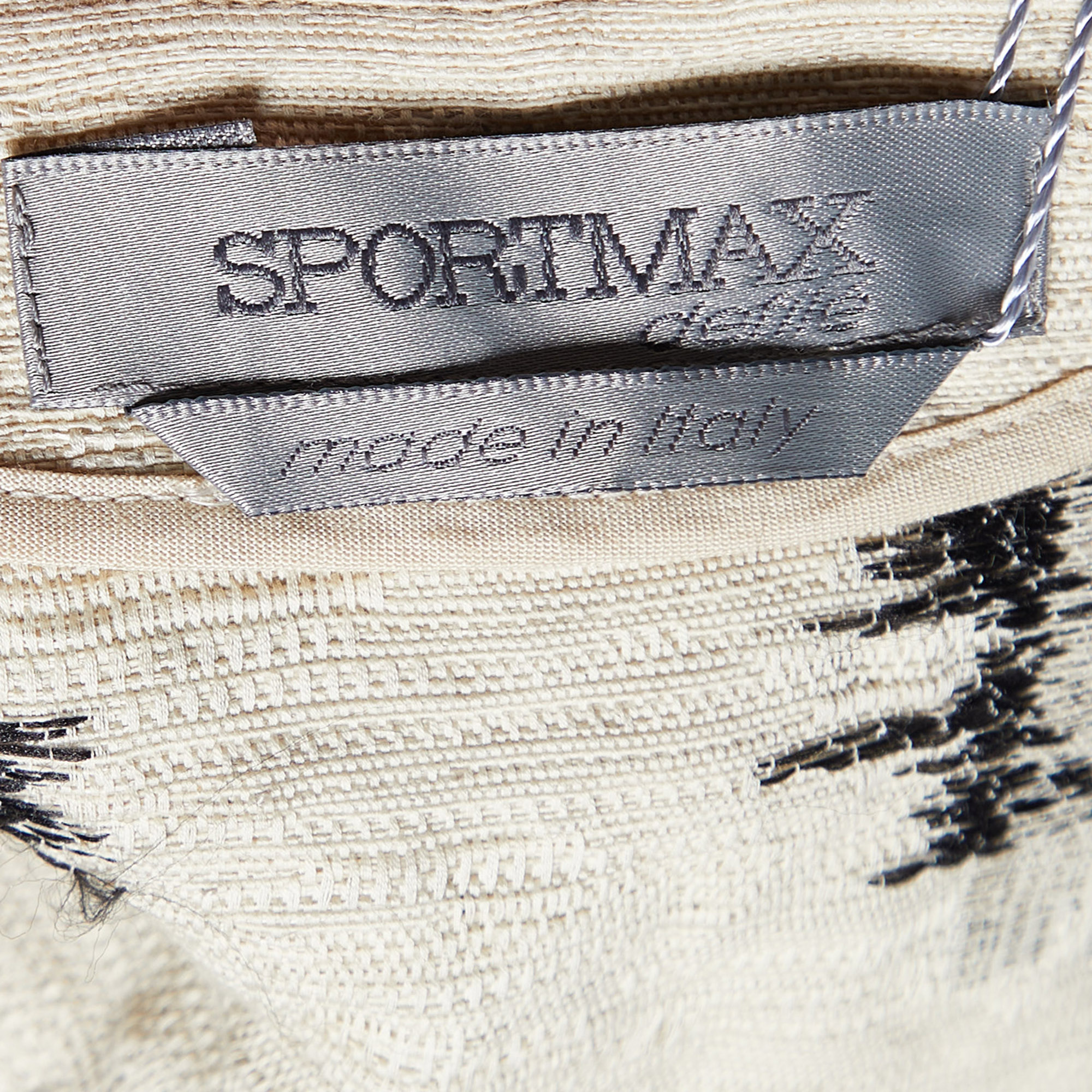 Sportmax Cream Cotton & Linen Frayed Detail Cropped Jacket S