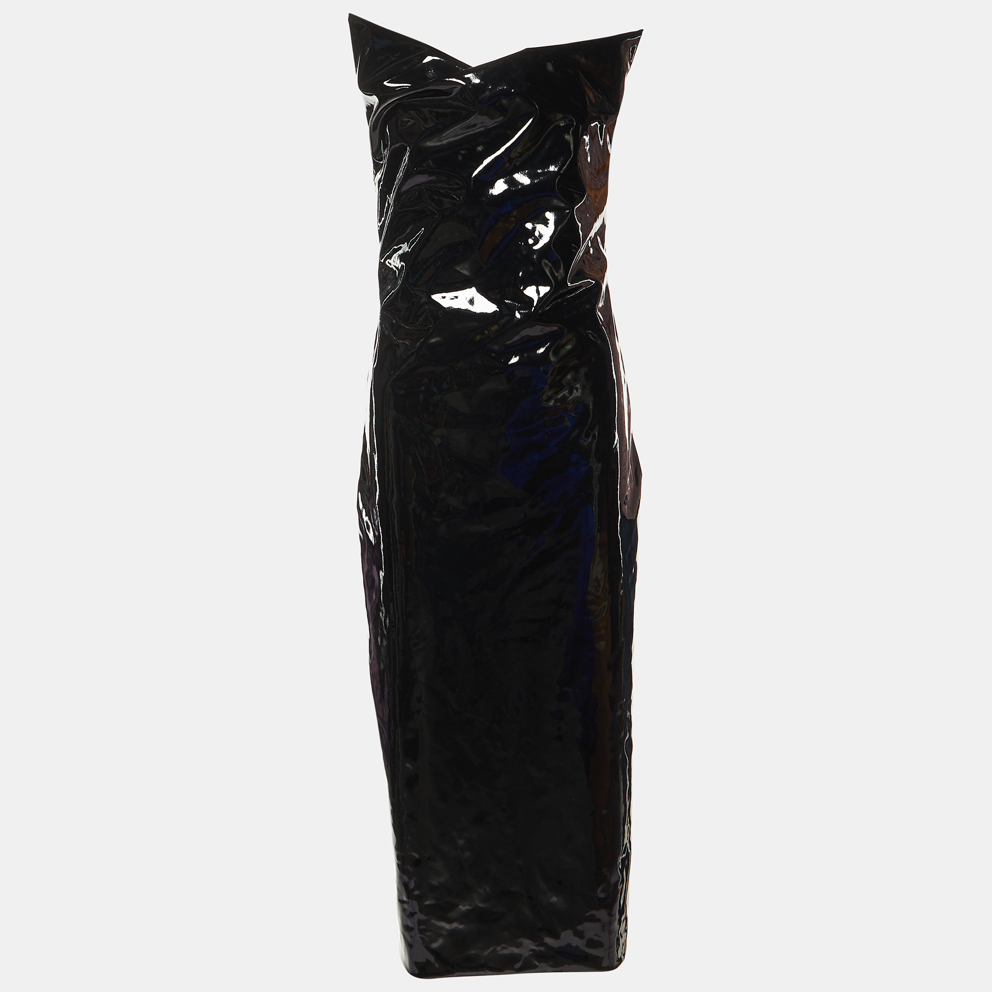 Sportmax black faux leather calcina cutout midi dress s