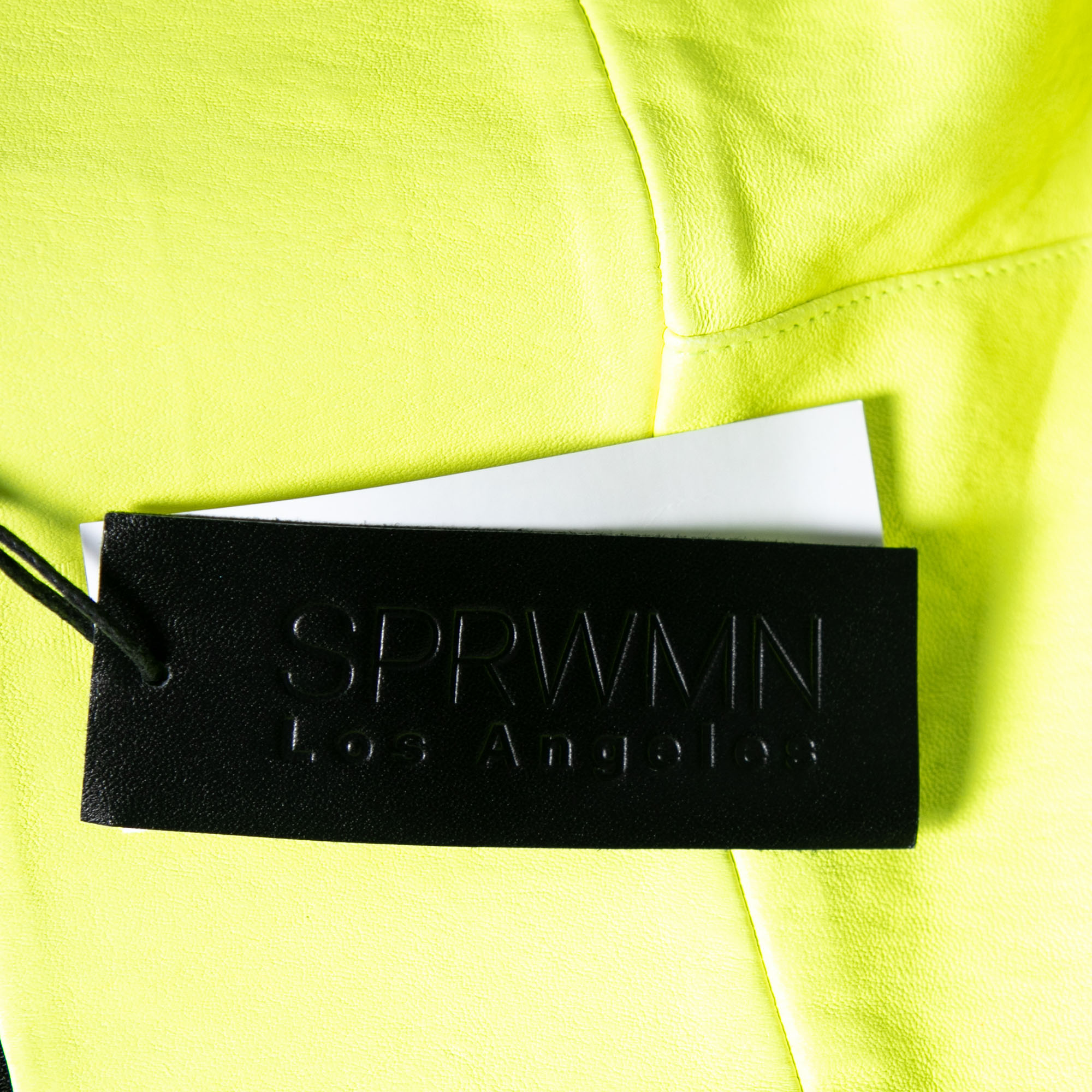 Sprwmn Neon Yellow Leather Shorts L