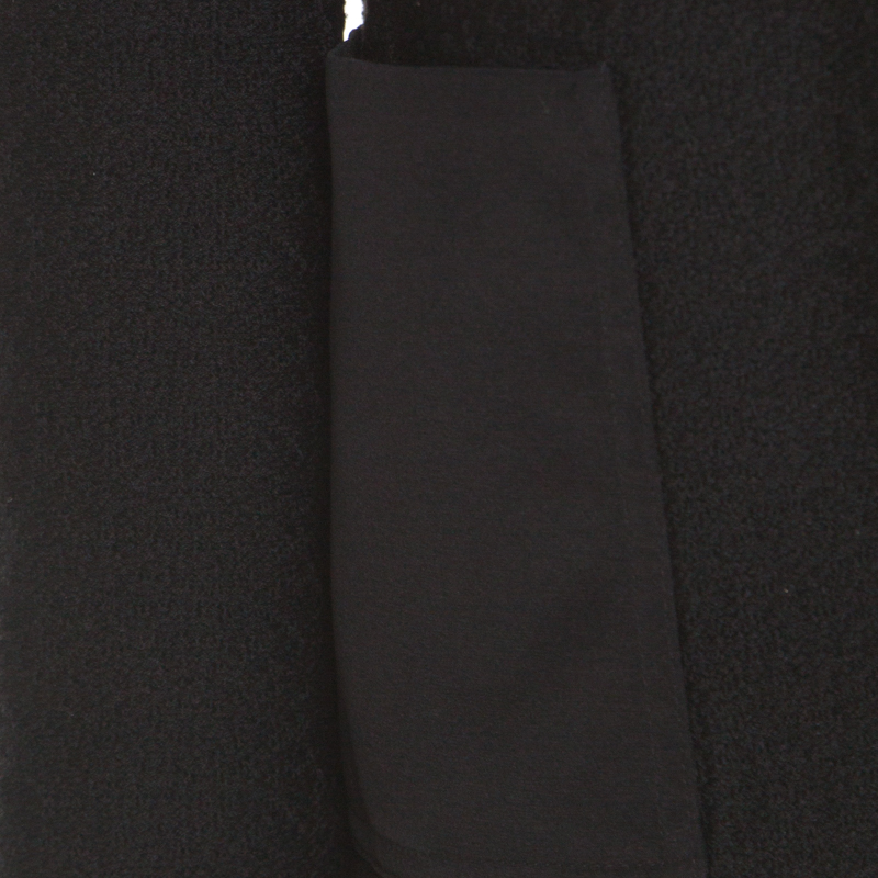 St. John Black Textured Wool Blend Asymmetric Back Detail Jacket M