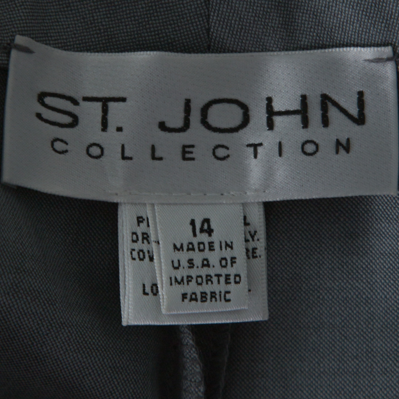 St. John Grey Wool Blend Straight Fit Trousers XL